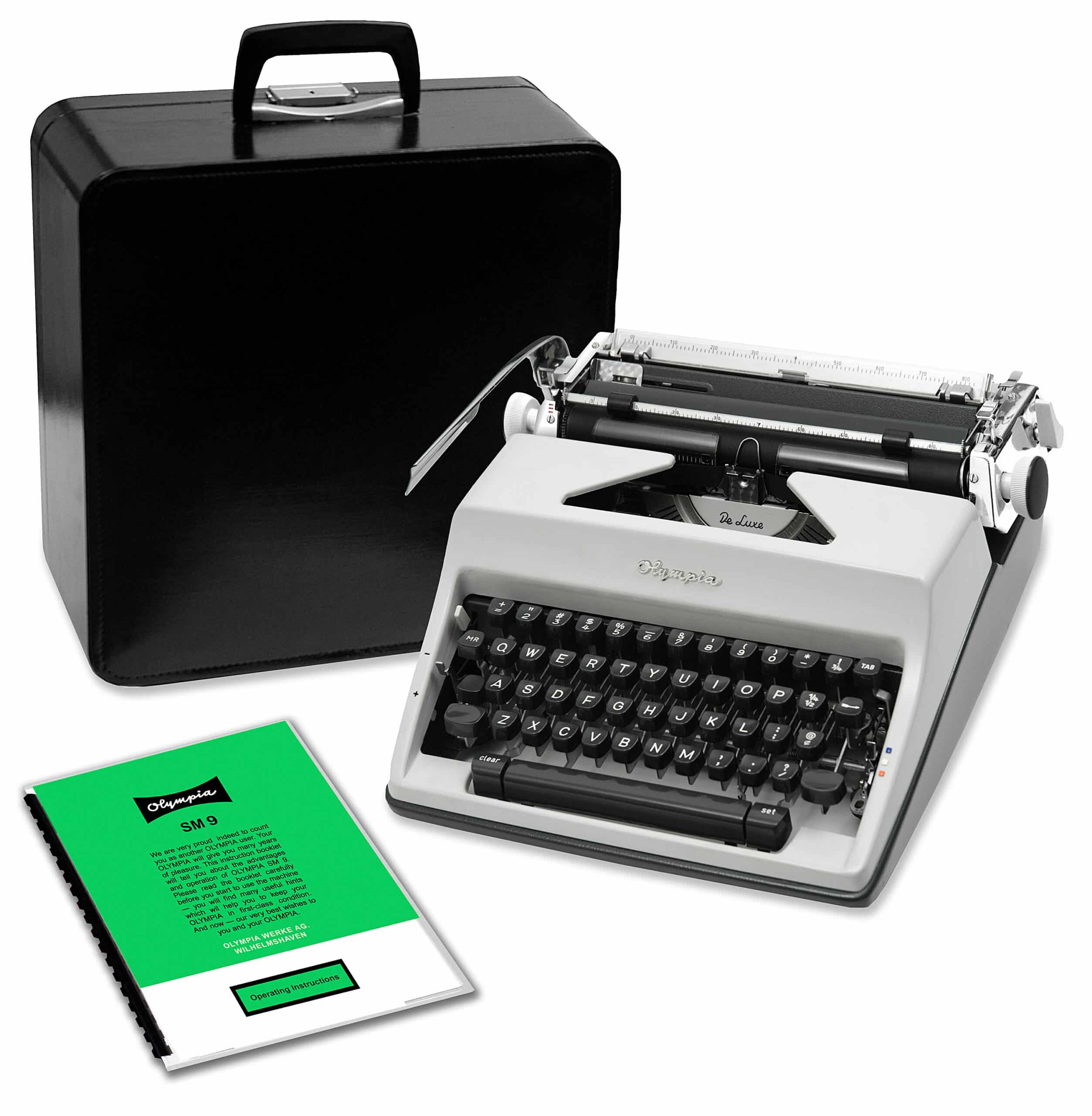 Olympia SM9 De Luxe Manual Typewriter Gray/Grey 1969 Vintage #1490 Professionally Restored (Refurbished)