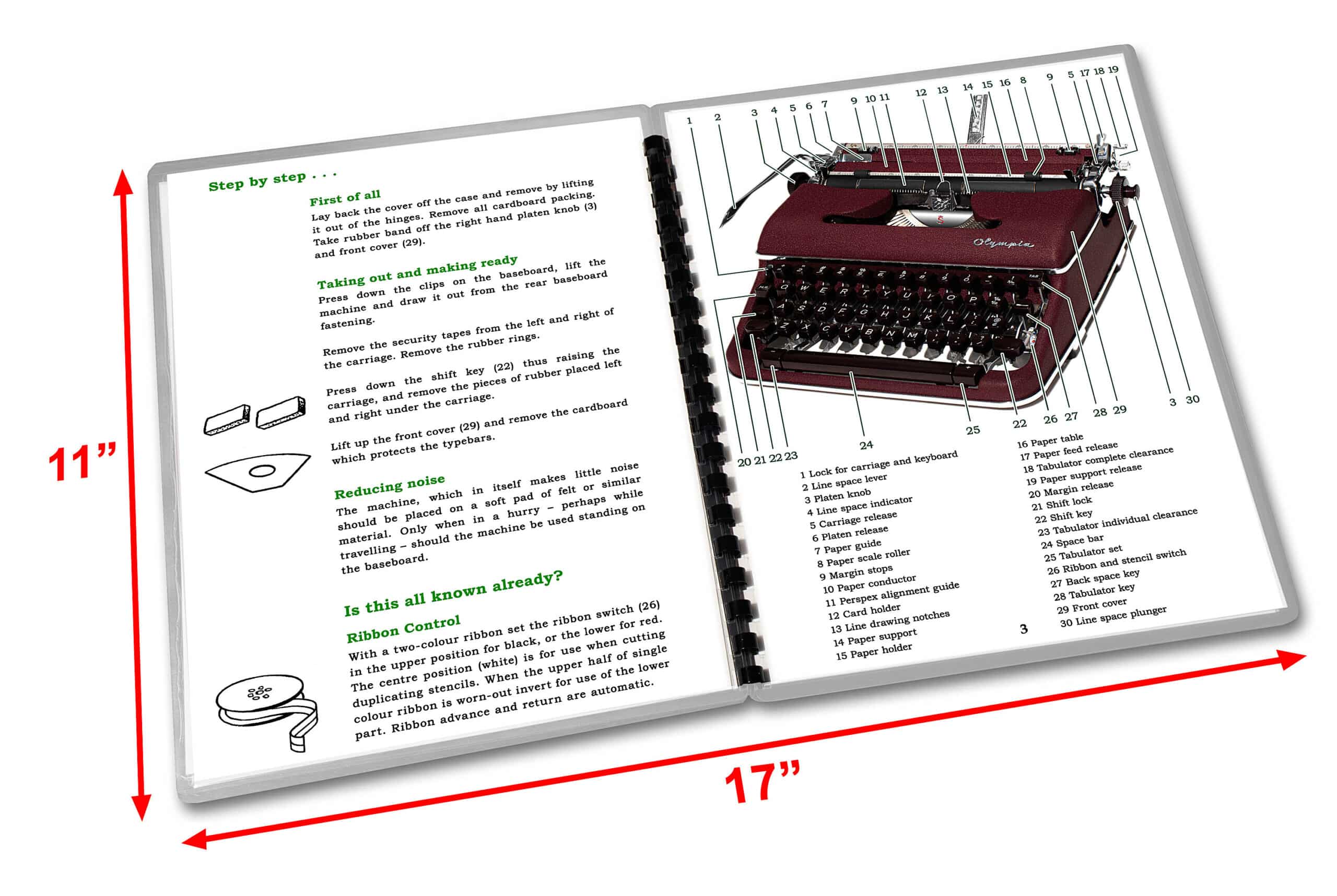 Burgundy Olympia SM4 Typewriter (1959 - 1961) SM-4 Operating Instructions User Manual - Image 2