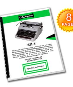 Olympia SM4 Typewriter (1959 - 1961) Gray/Grey Operating Instructions User Manual
