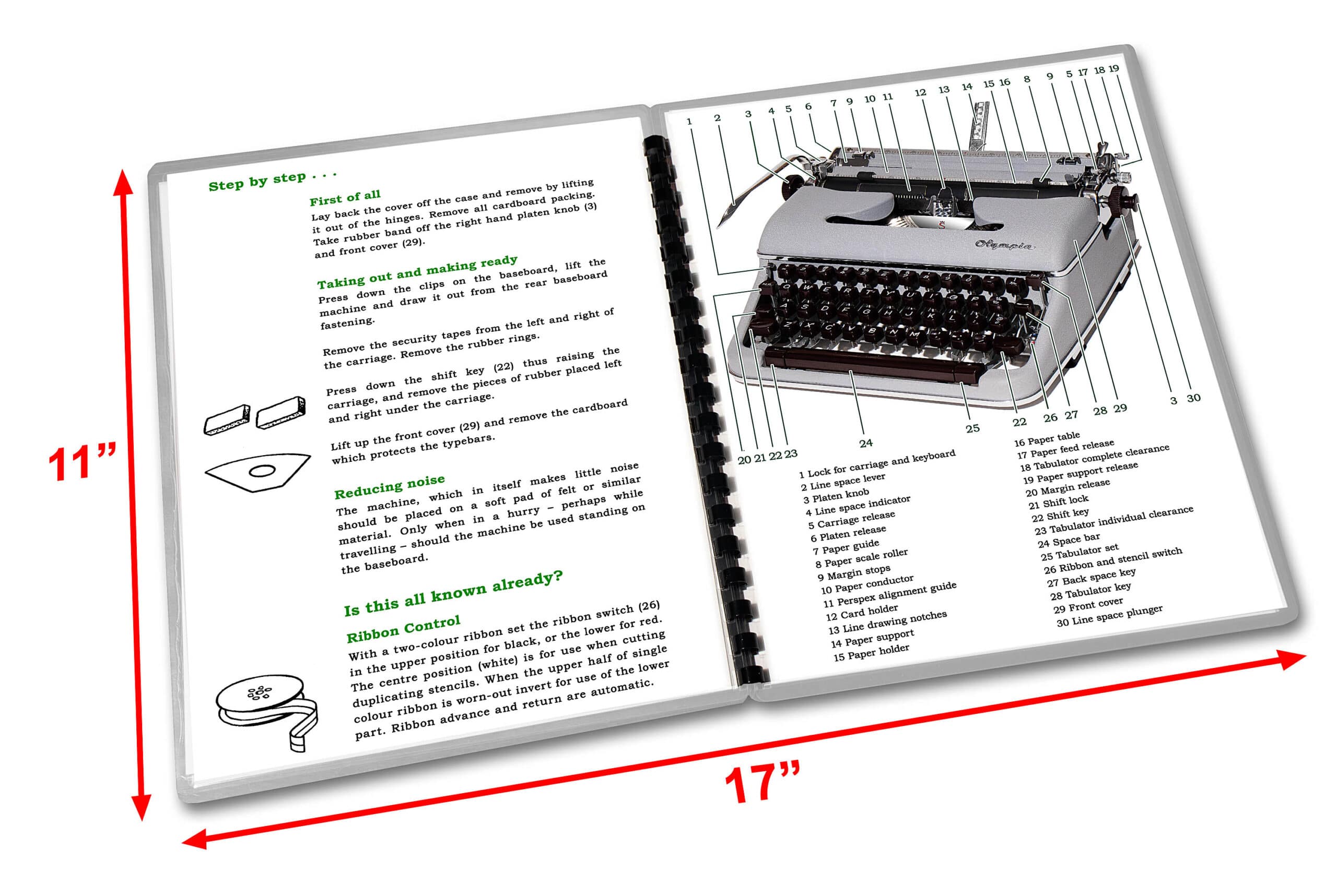 Gray Olympia SM4 Typewriter (1959 - 1961) Grey SM-4 Operating Instructions User Manual - Image 2