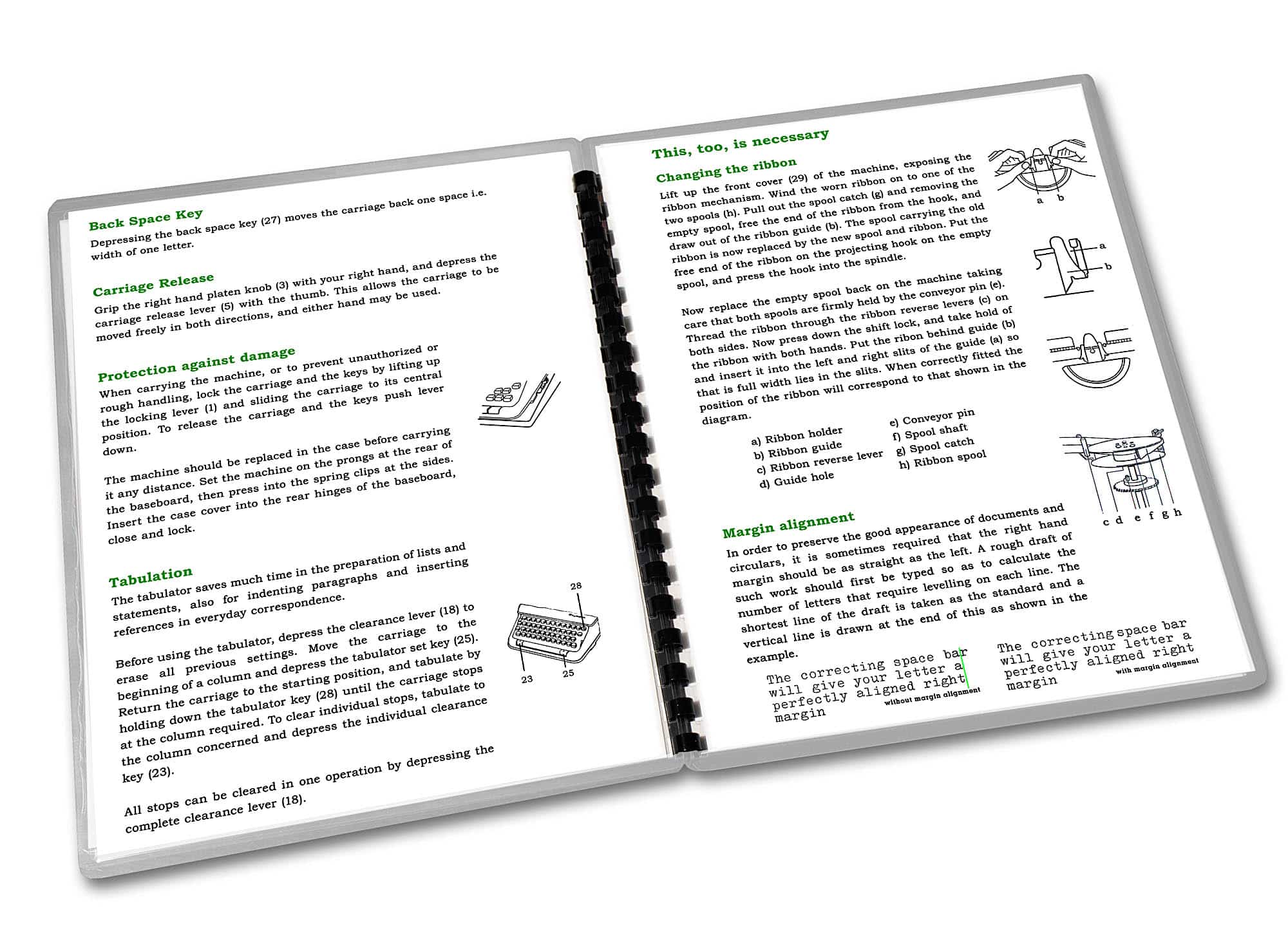 Olympia SM4 Typewriter (1959 - 1961) Green Operating Instructions User Manual - Image 3