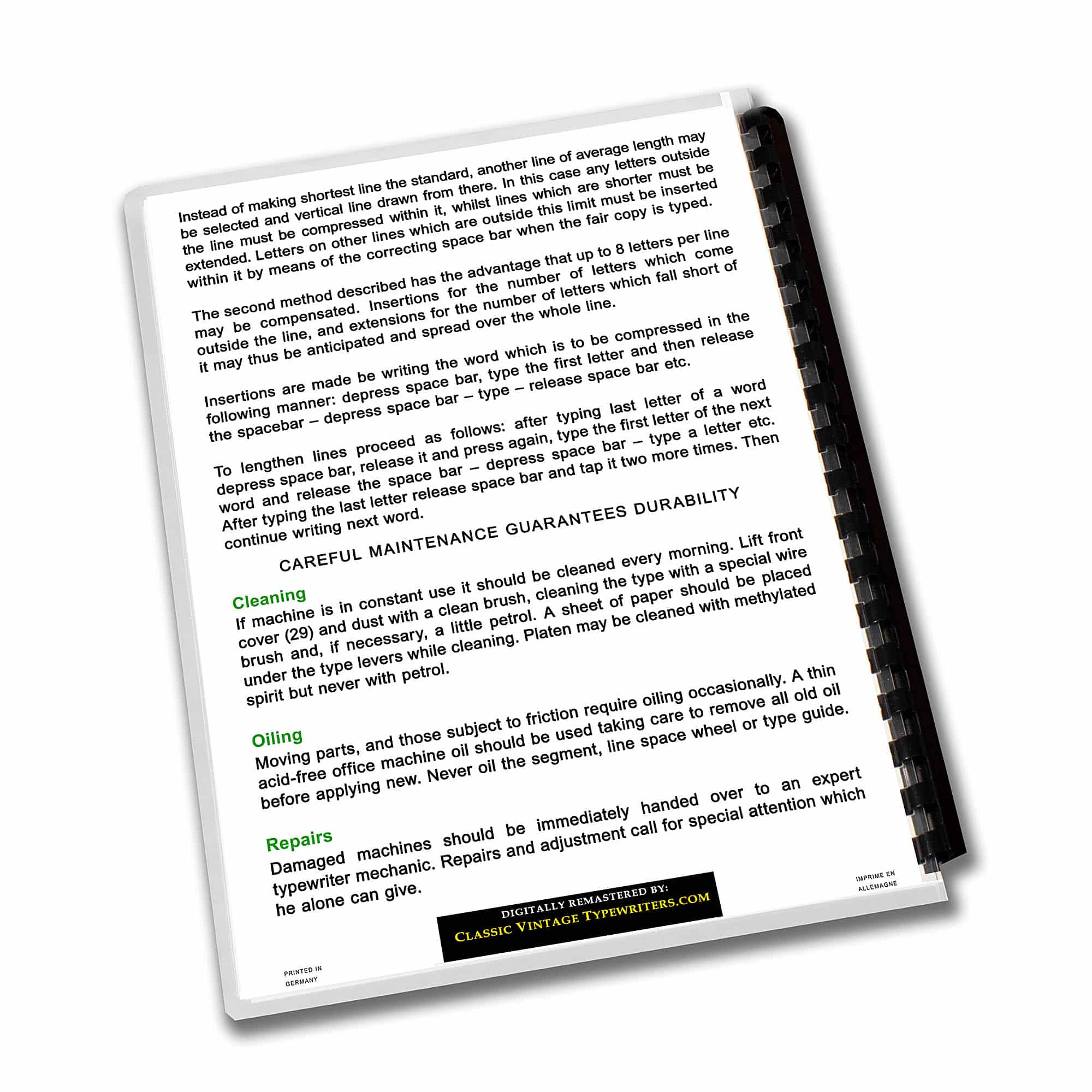 Olympia SM9 De Luxe Typewriter (1964 - 1967) White Operating Instructions User Manual - Image 4