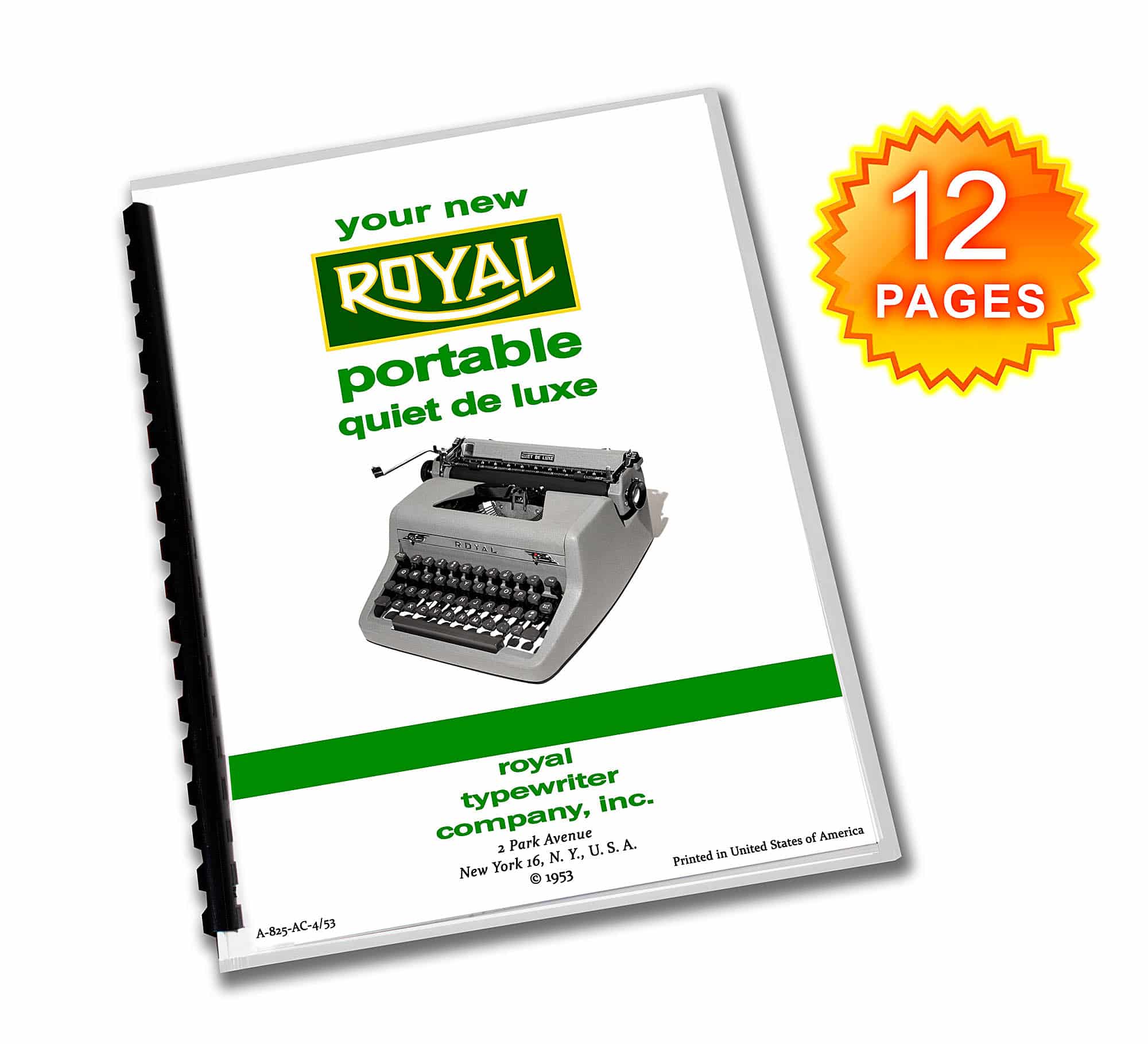 Royal Quiet De Luxe Typewriter (1950 - 1954) Operating Instructions User Manual