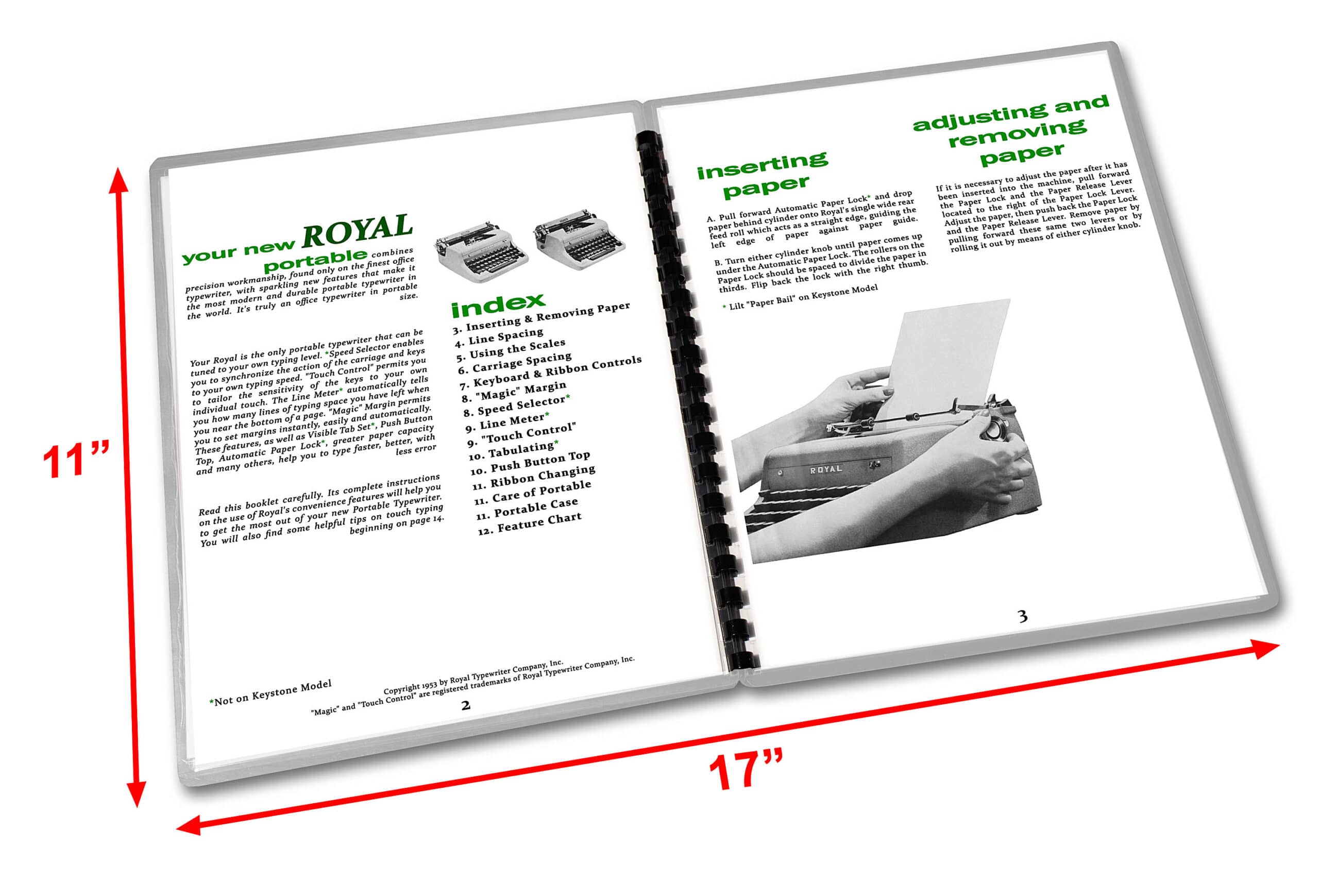 Royal Quiet De Luxe Typewriter (1950 - 1954) Operating Instructions User Manual - Image 2