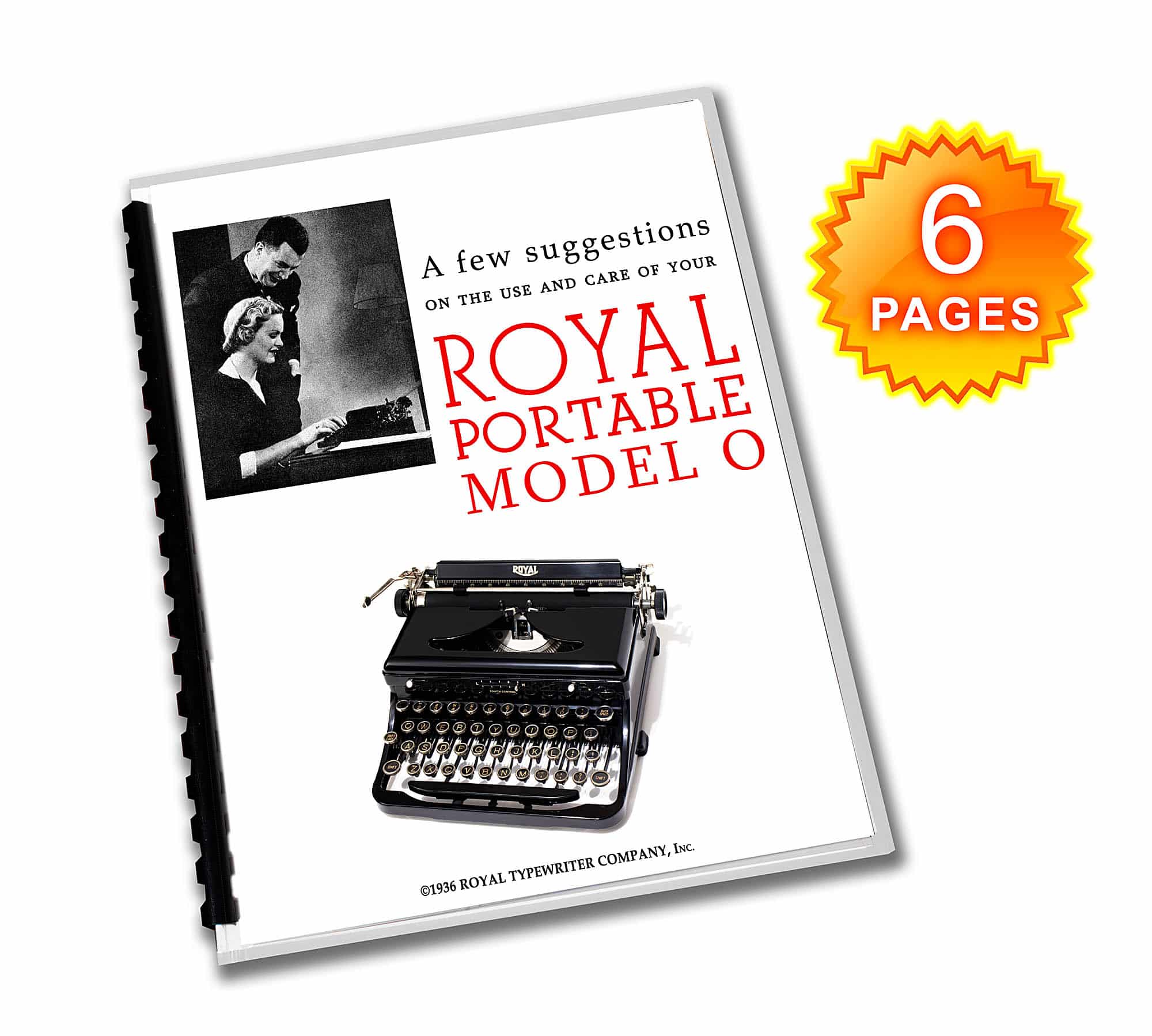 Royal Portable Model O Typewriter (1930-1939) Operating Instructions User Manual