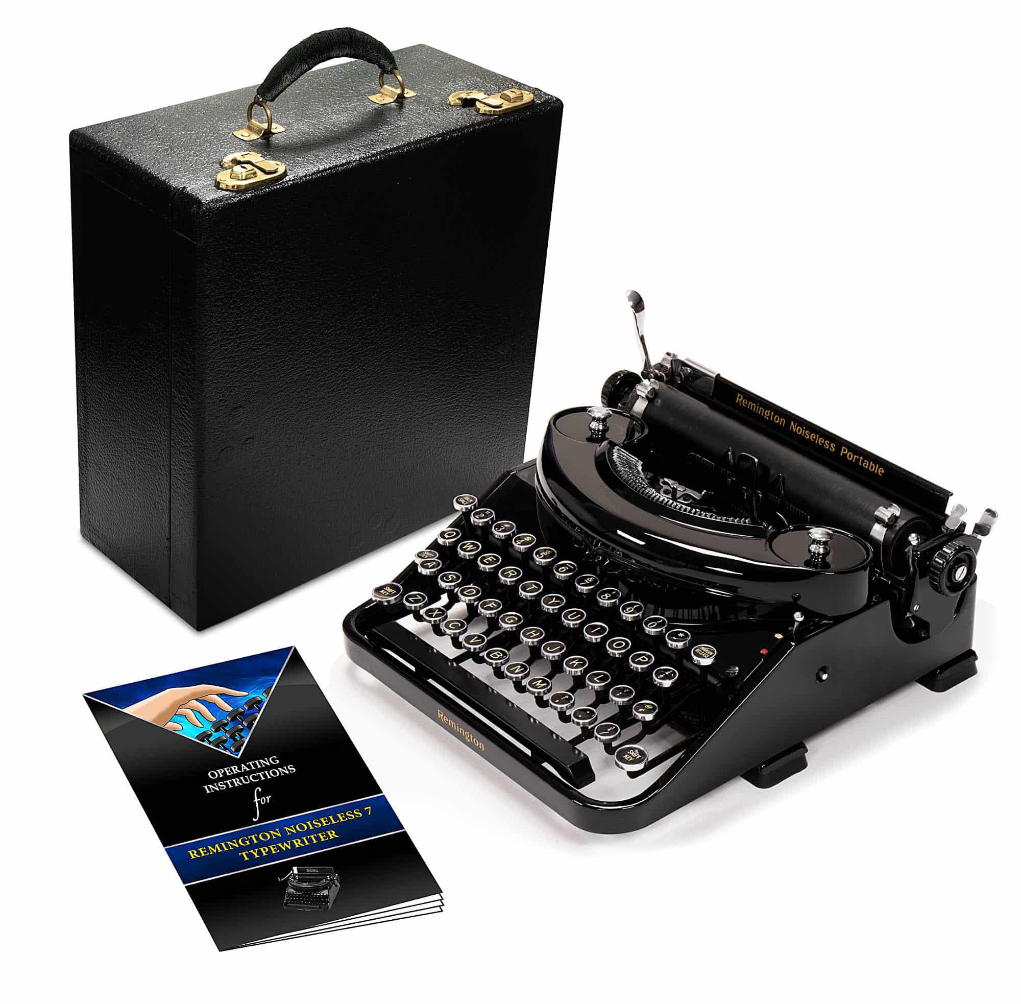 Remington Noiseless Model Seven 7 Manual Typewriter Glossy-Black 1936 Antique Vintage #1157 Professionally Restored (Refurbished)