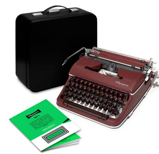 Olympia SM4 Typewriter Burgundy/Maroon 1959 Vintage #1176 Professionally Restored (Refurbished)