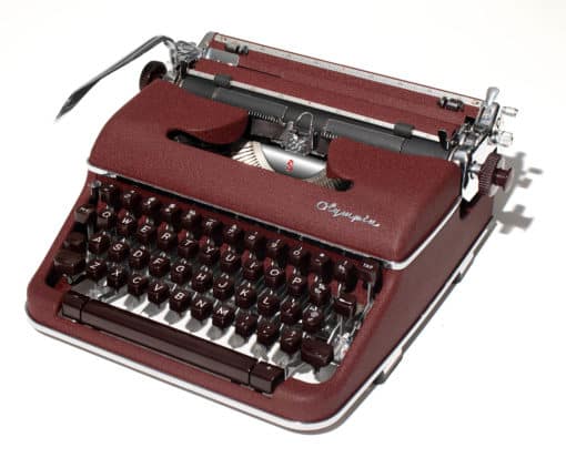 Olympia SM4 Typewriter Burgundy/Maroon 1959 Vintage #1176 Professionally Restored (Refurbished) - Image 3