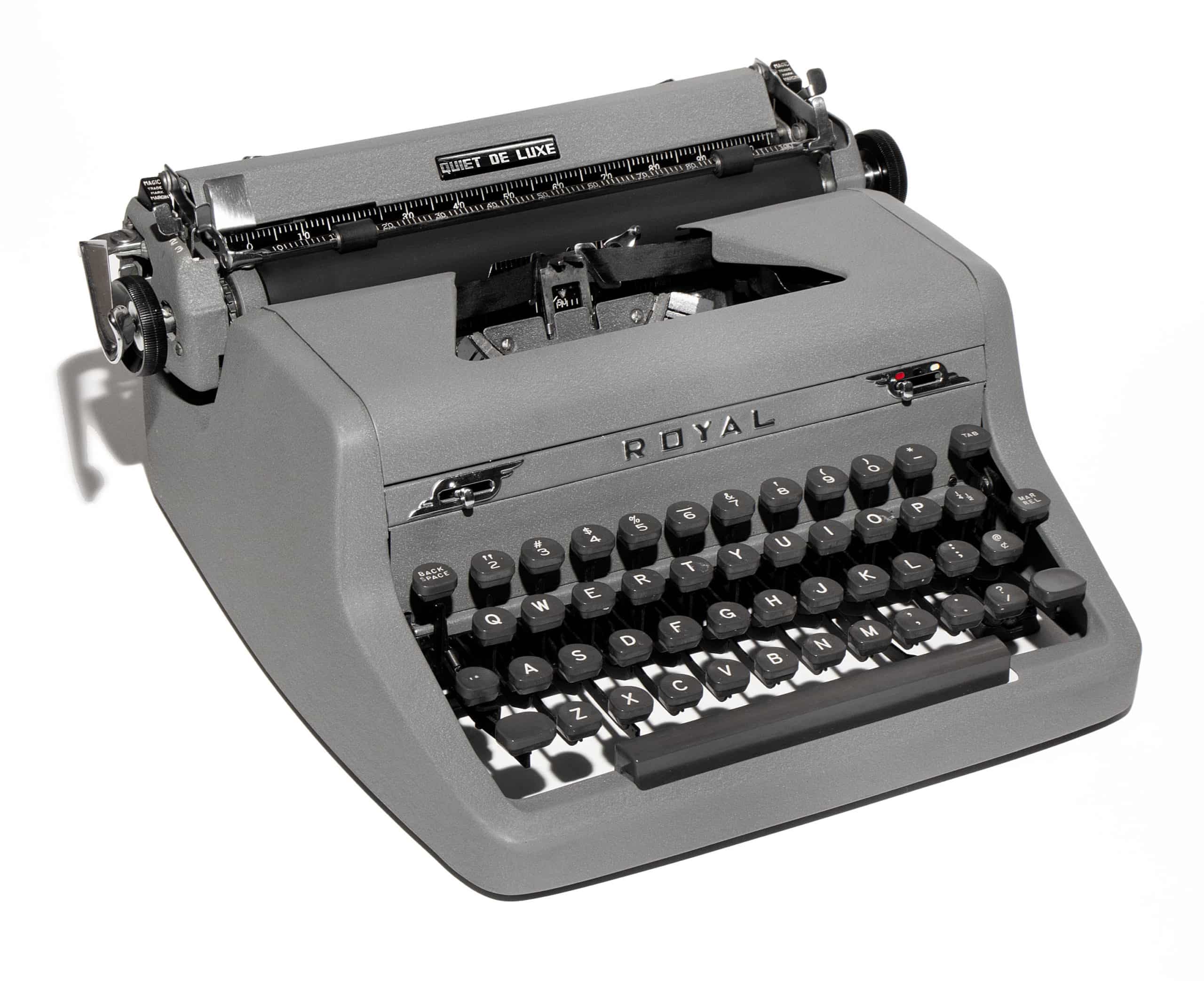 Royal Quiet De Luxe Manual Typewriter Gray 1953 Vintage #1438 Professionally Restored (Refurbished) - Image 2