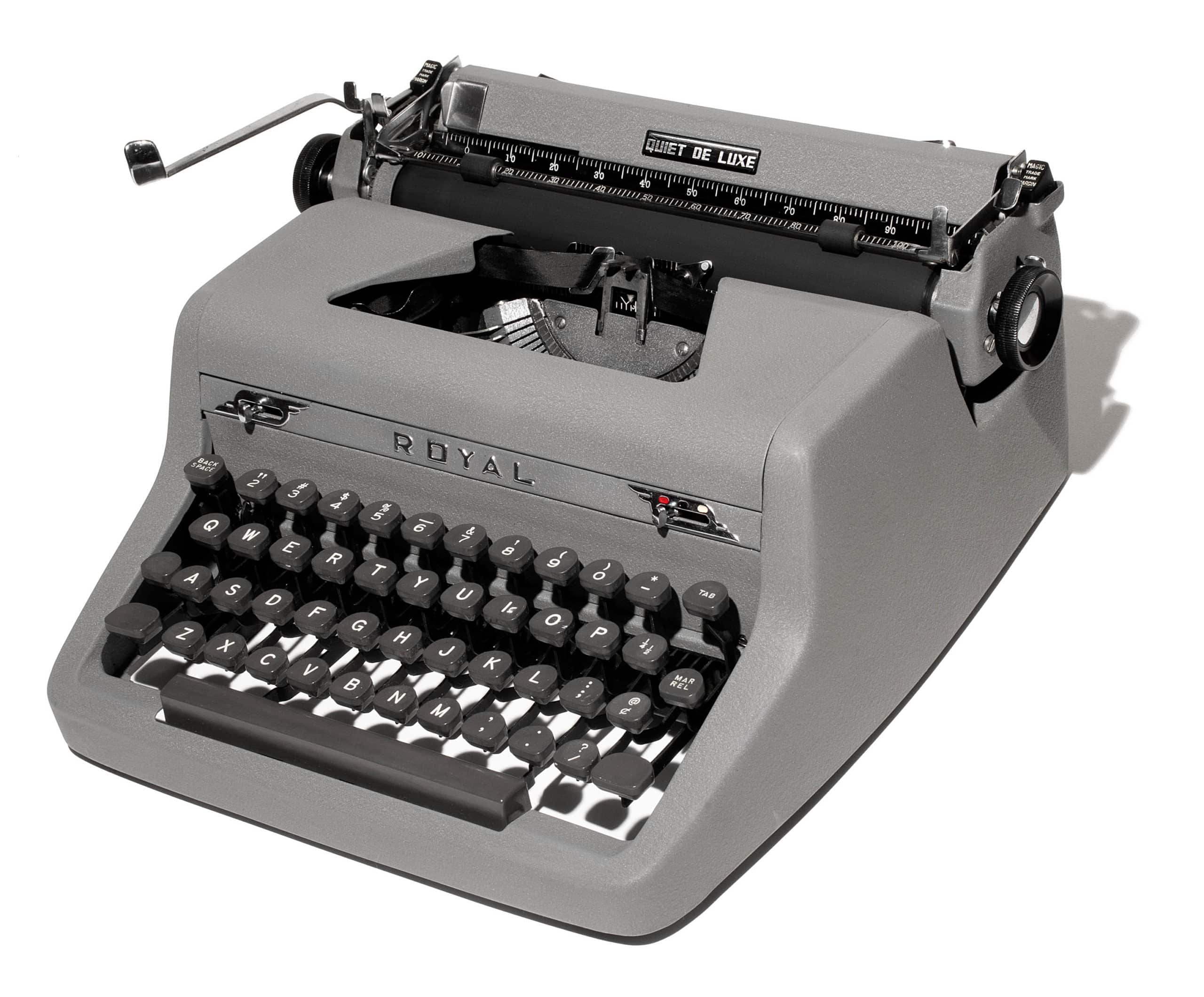 Royal Quiet De Luxe Manual Typewriter Gray 1953 Vintage #1438 Professionally Restored (Refurbished) - Image 3