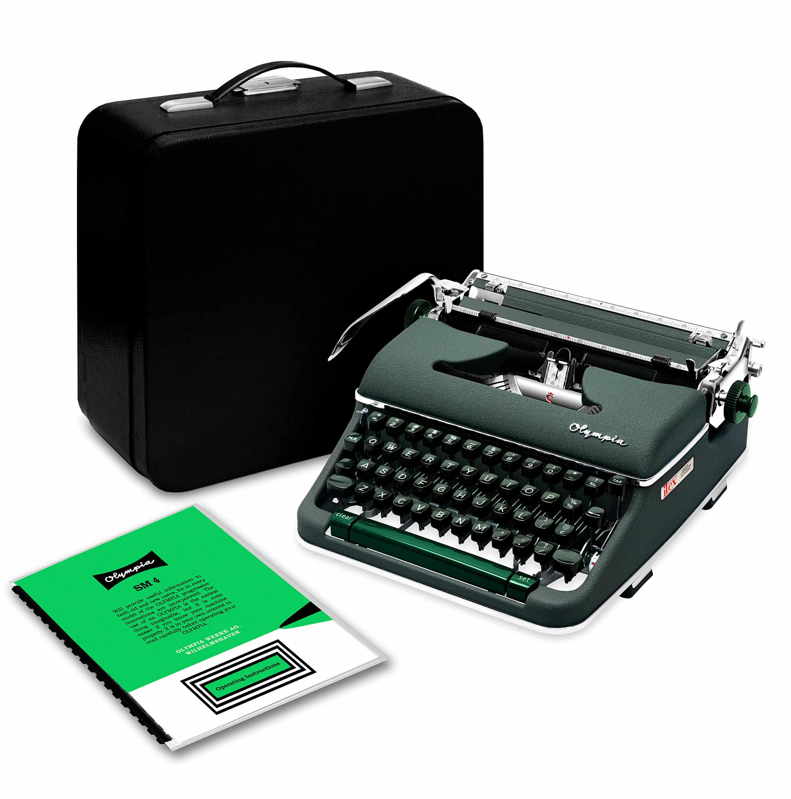 Olympia SM4 Manual Typewriter for Sale Green 1960 Vintage Professionally Restored (Refurbished)