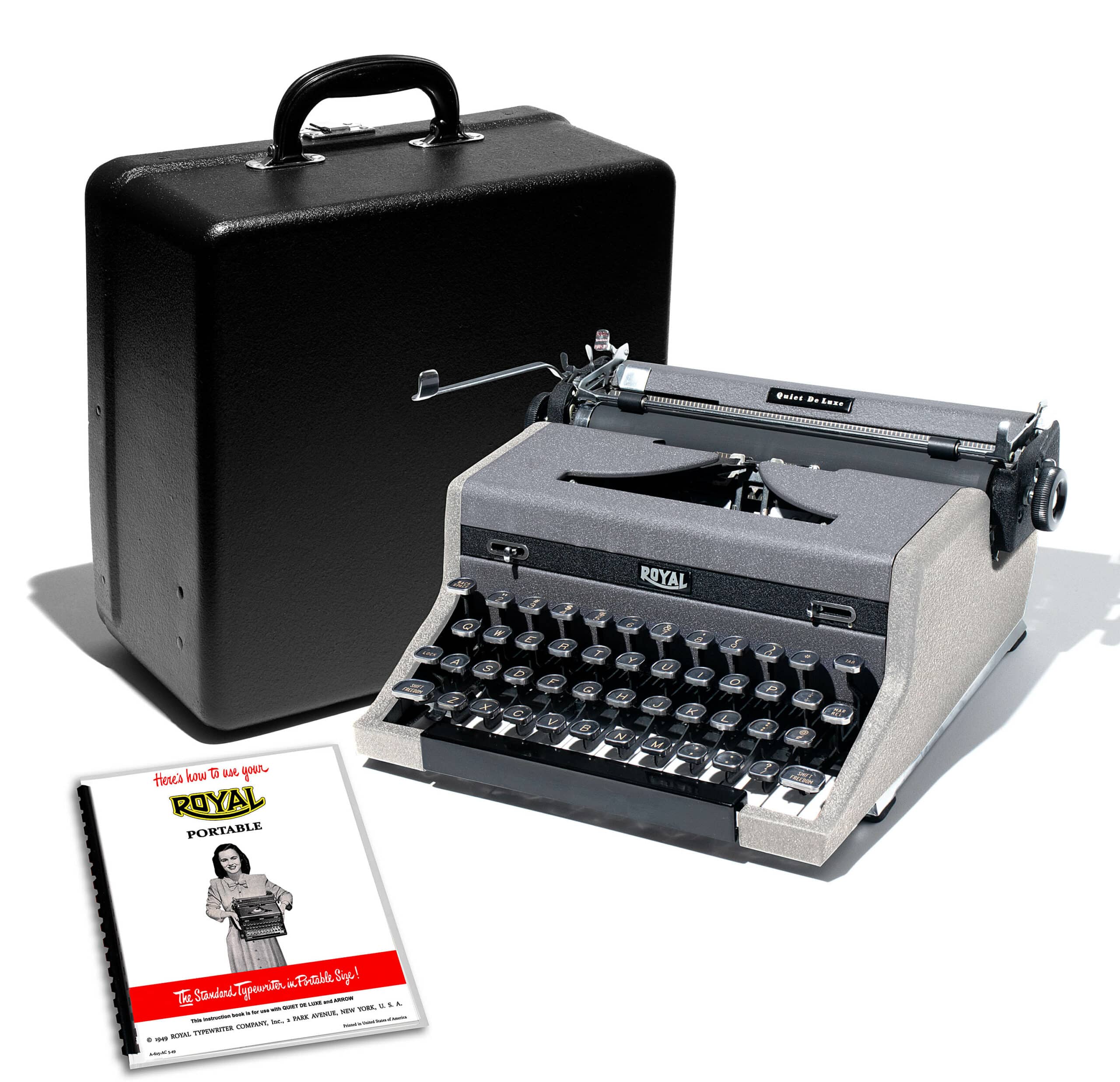 Royal Quiet De Luxe Manual Typewriter for Sale Gray 1948 Vintage Professionally Restored (Refurbished)