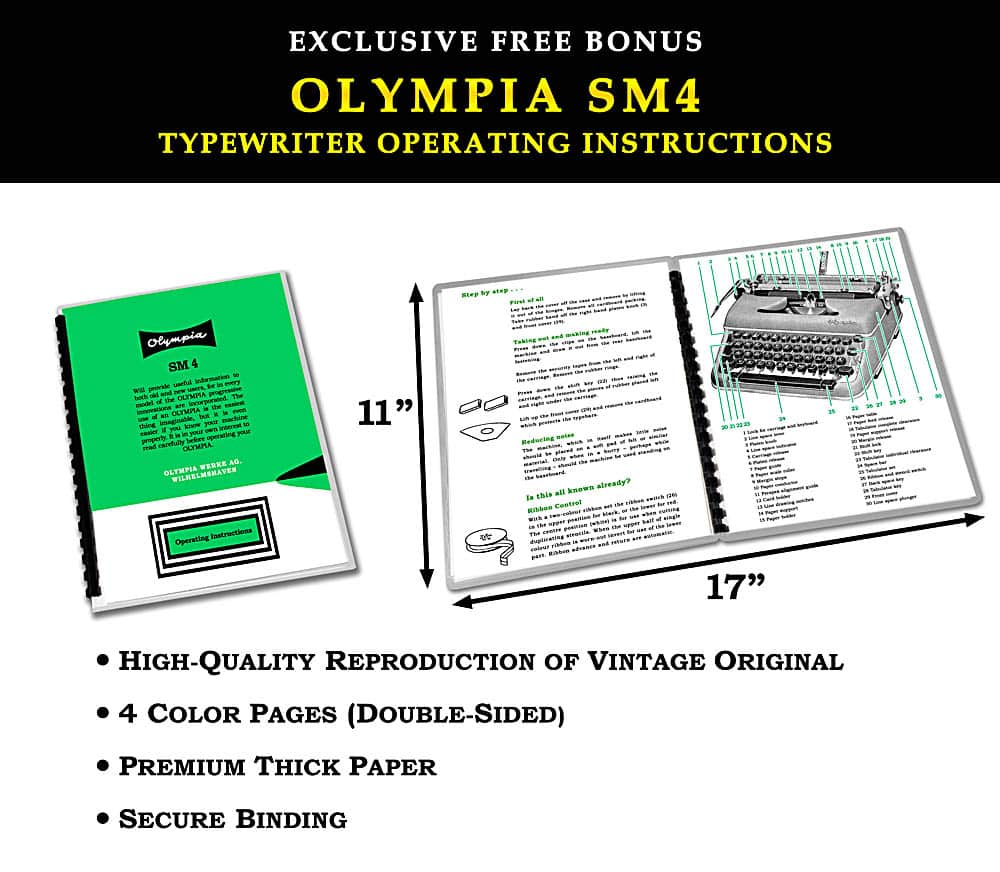 Olympia SM4 Manual Typewriter Green 1960 Vintage #1456 Professionally Restored (Refurbished) - Image 8