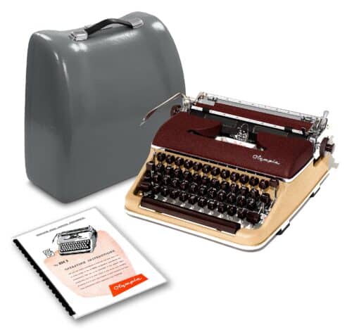 Olympia SM3 De Luxe Manual Typewriter for Sale Burgundy/Cream 1956 Vintage Professionally Restored (Refurbished)