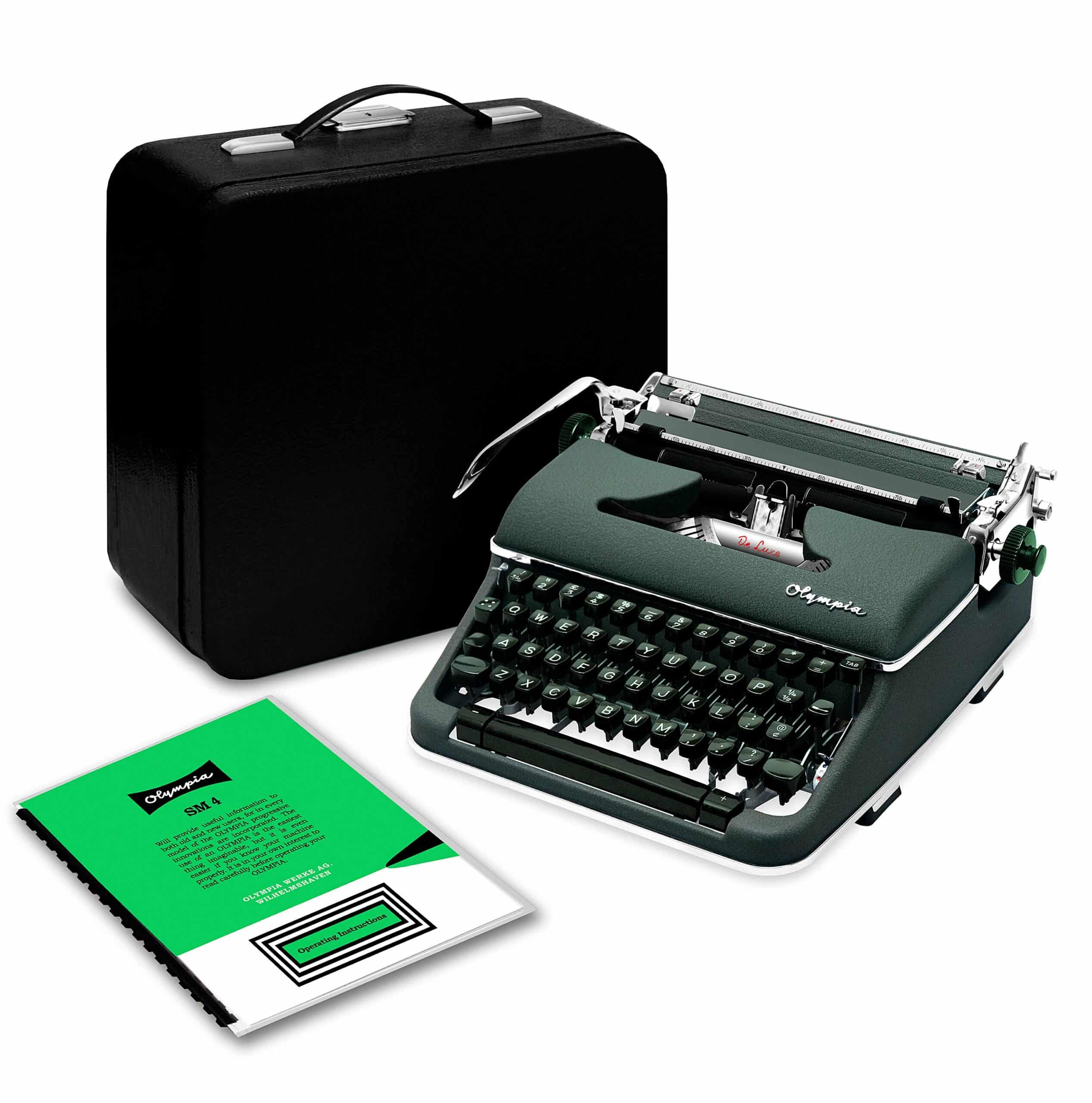 Olympia SM4 De Luxe Manual Typewriter for Sale Green 1960 Vintage Professionally Restored (Refurbished)