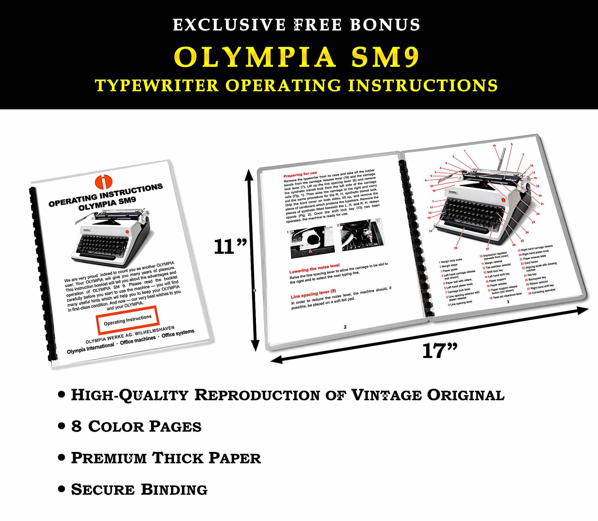 Olympia SM9 De Luxe Manual Typewriter White 1971 Vintage #1471 Professionally Restored (Refurbished) - Image 8