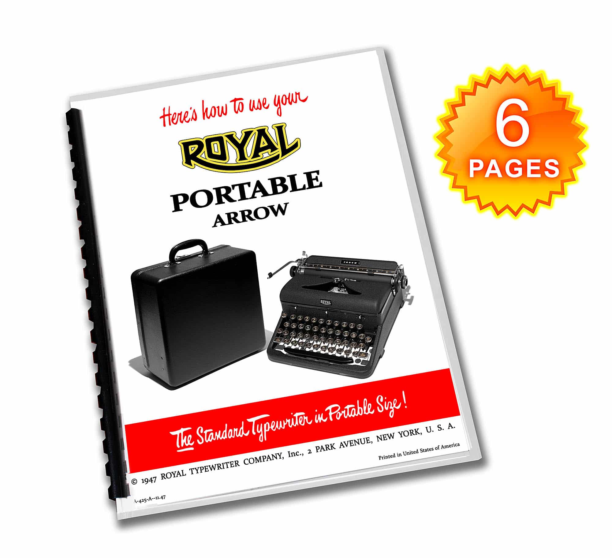 Royal Arrow Typewriter (1940-1947) Operating Instructions User Manual