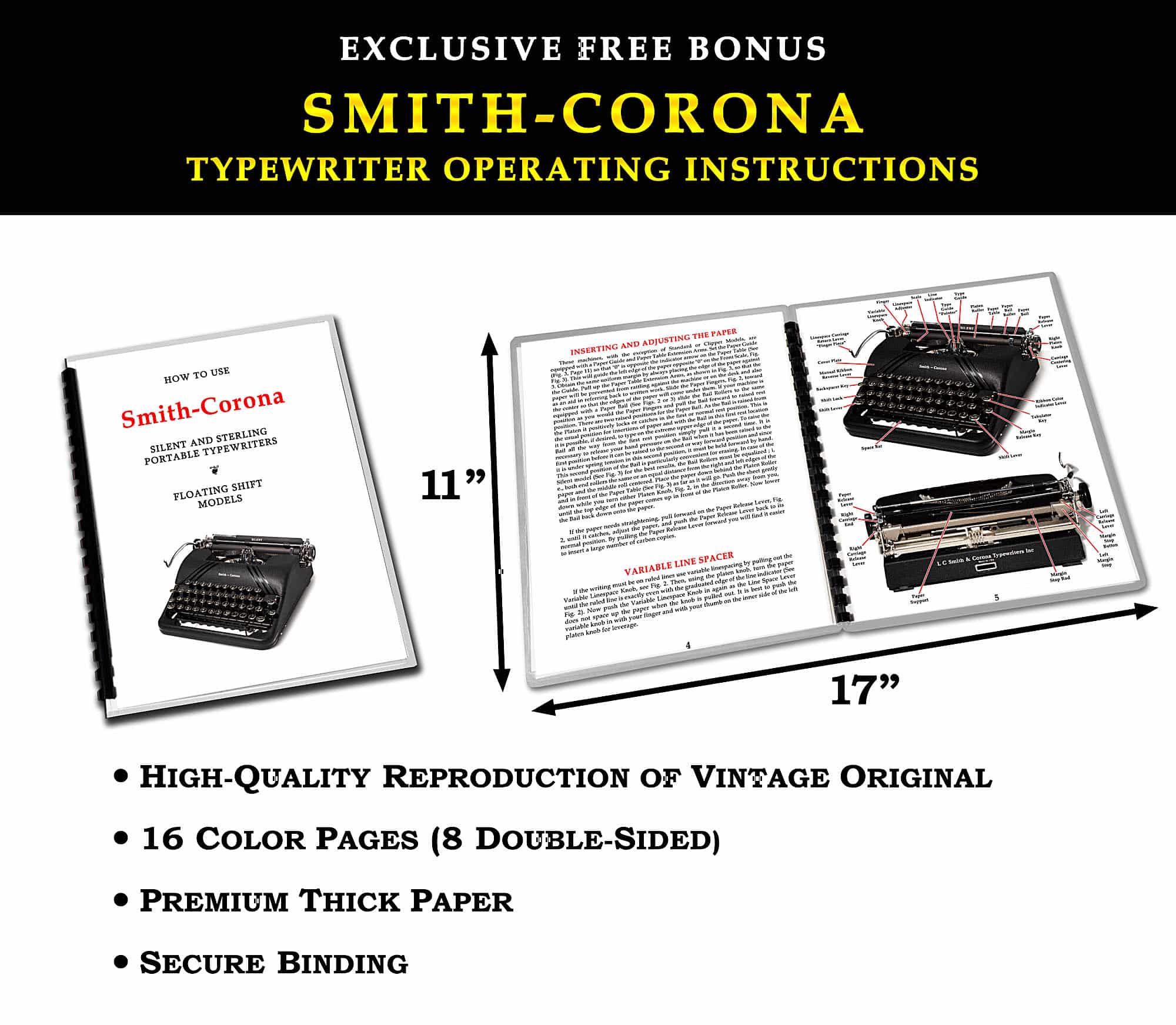 Smith-Corona Sterling Manual Typewriter Black 1947 Floating Shift Vintage #1472 Professionally Restored (Refurbished) - Image 7