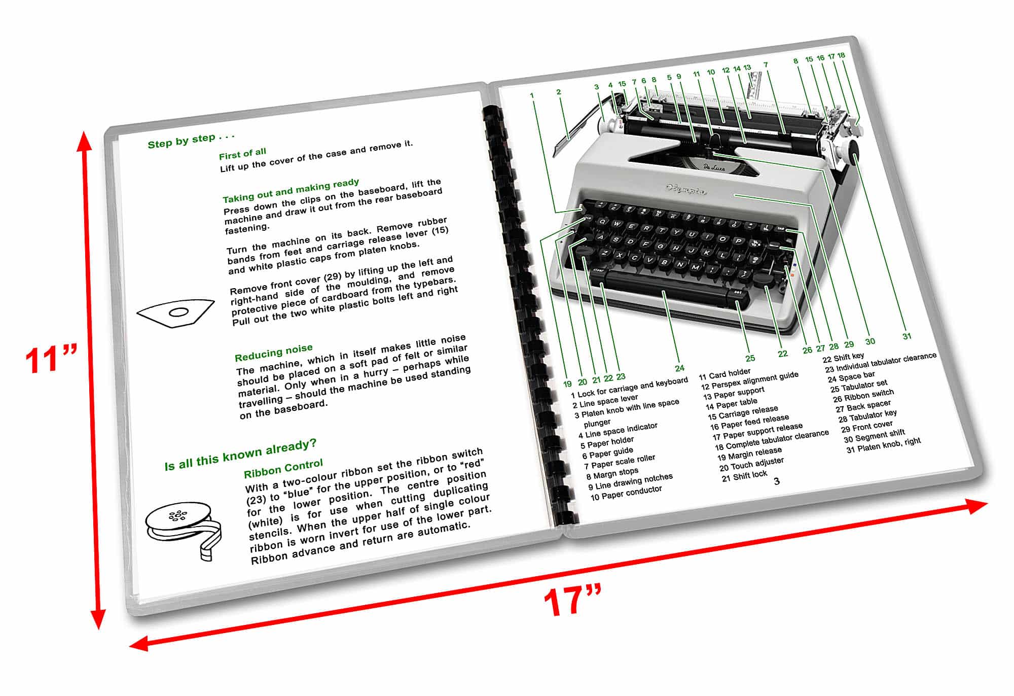 Olympia SM9 De Luxe Typewriter (1967 - 1969) Gray Operating Instructions User Manual - Image 2
