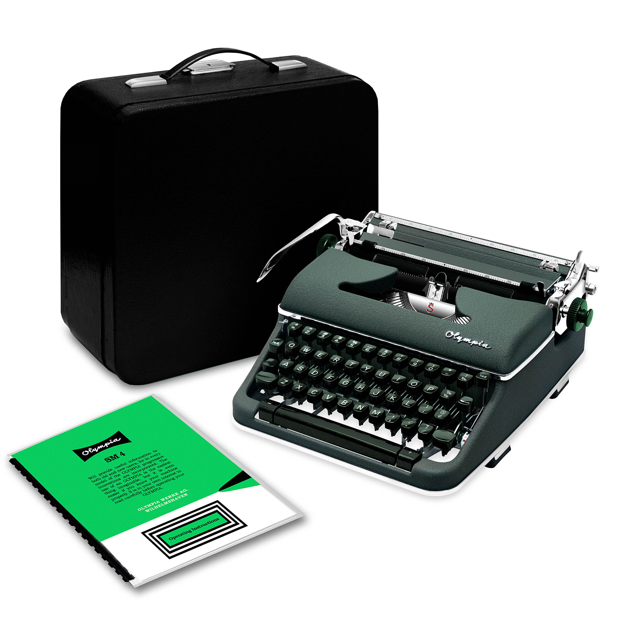 Olympia SM4 Manual Typewriter Green 1959 Vintage #1474 Professionally Restored (Refurbished)