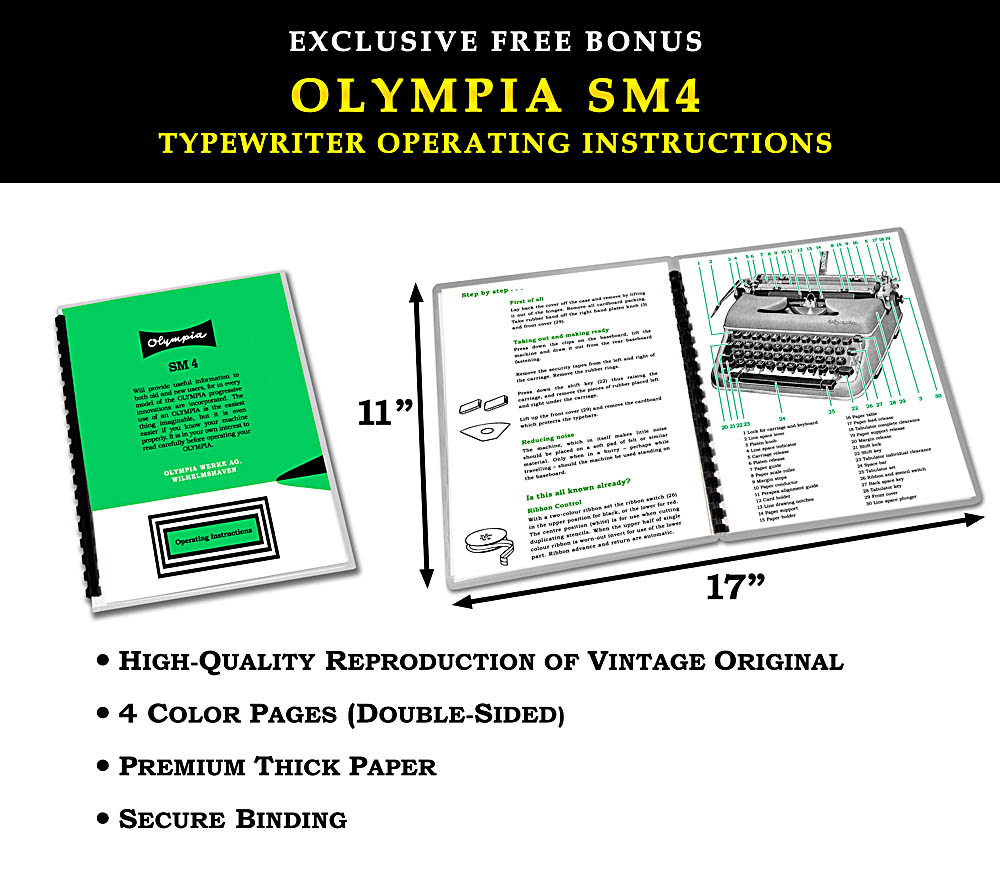 Olympia SM4 Manual Typewriter Green 1959 Vintage #1474 Professionally Restored (Refurbished) - Image 8