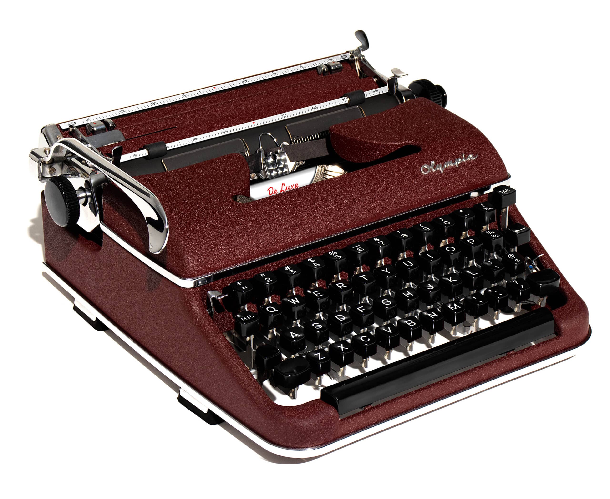 Olympia SM3 De Luxe Manual Typewriter Burgundy/Maroon 1954 Vintage #1481 Professionally Restored (Refurbished) - Image 2