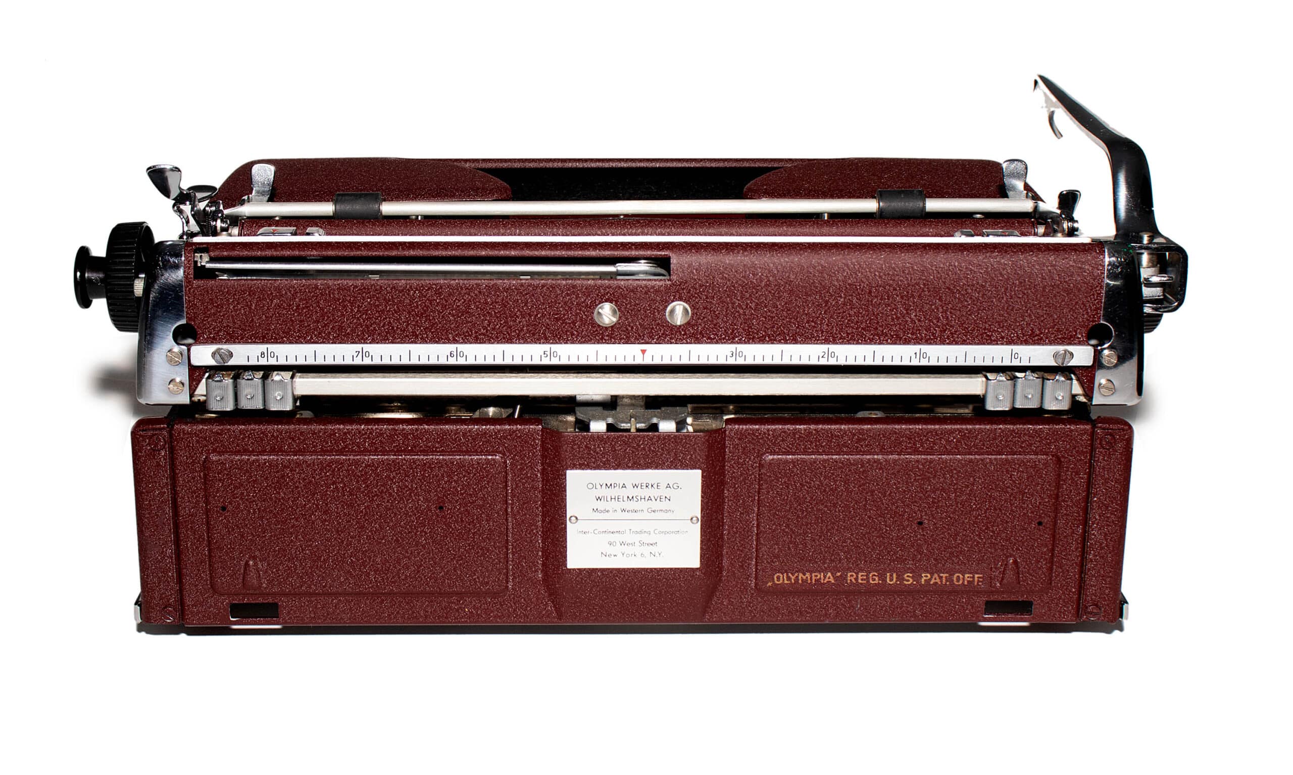 Olympia SM3 De Luxe Manual Typewriter Burgundy/Maroon 1954 Vintage #1481 Professionally Restored (Refurbished) - Image 5