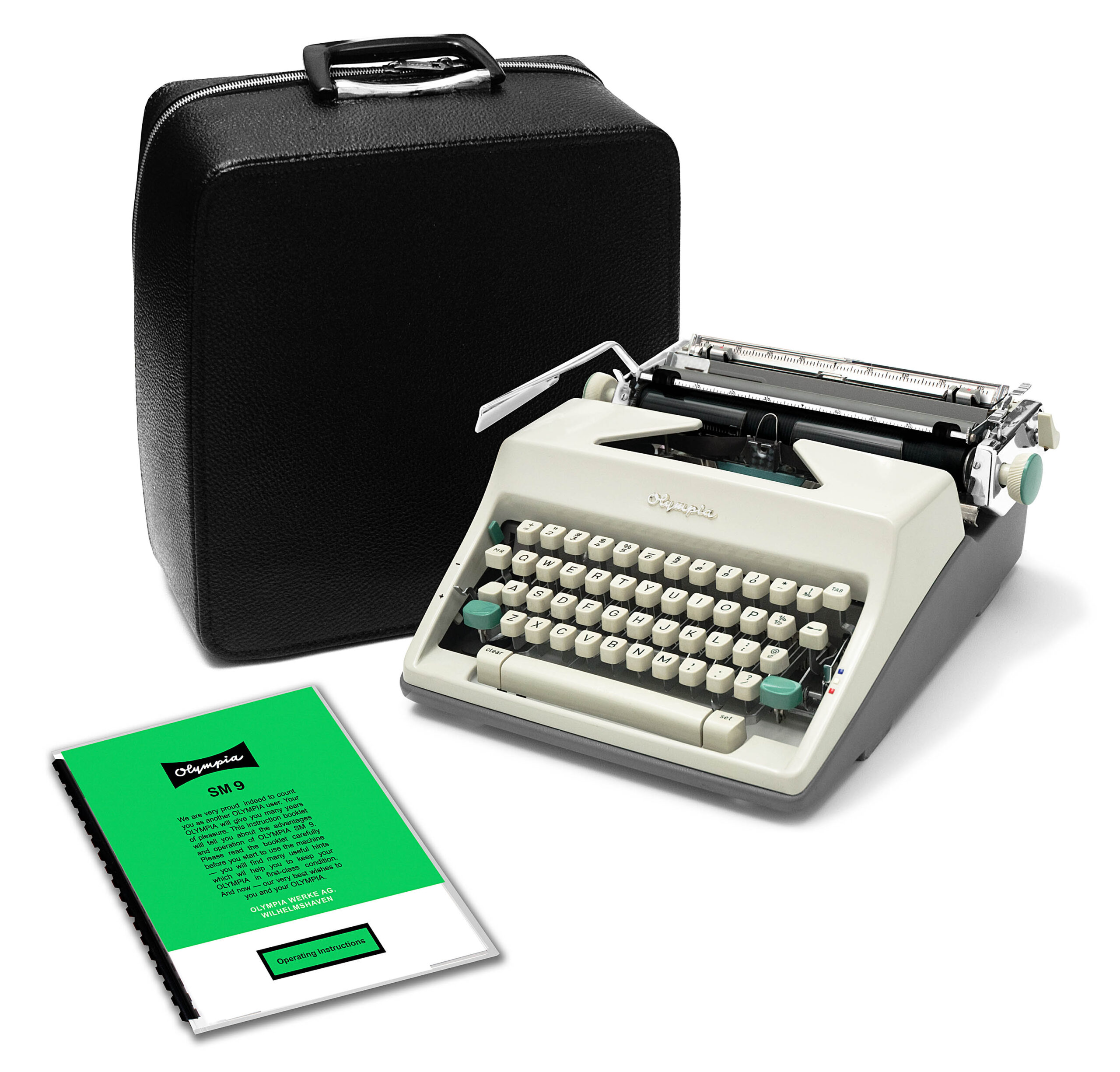 Olympia SM9 De Luxe Typewriter White 1967 Vintage #1487 Professionally Restored (Refurbished)