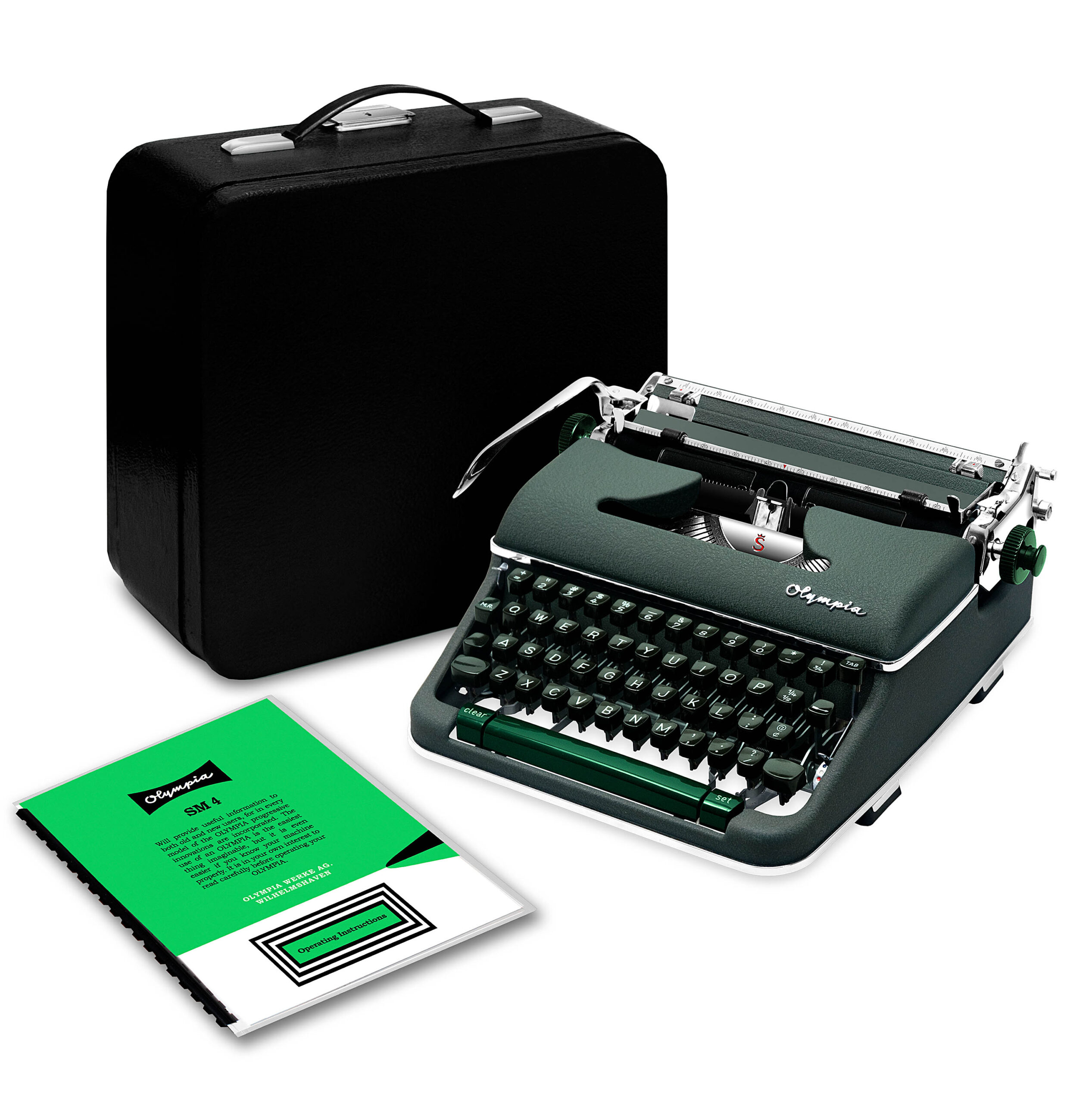Olympia SM4 Manual Typewriter Green 1960 Vintage #1494 Professionally Restored (Refurbished)