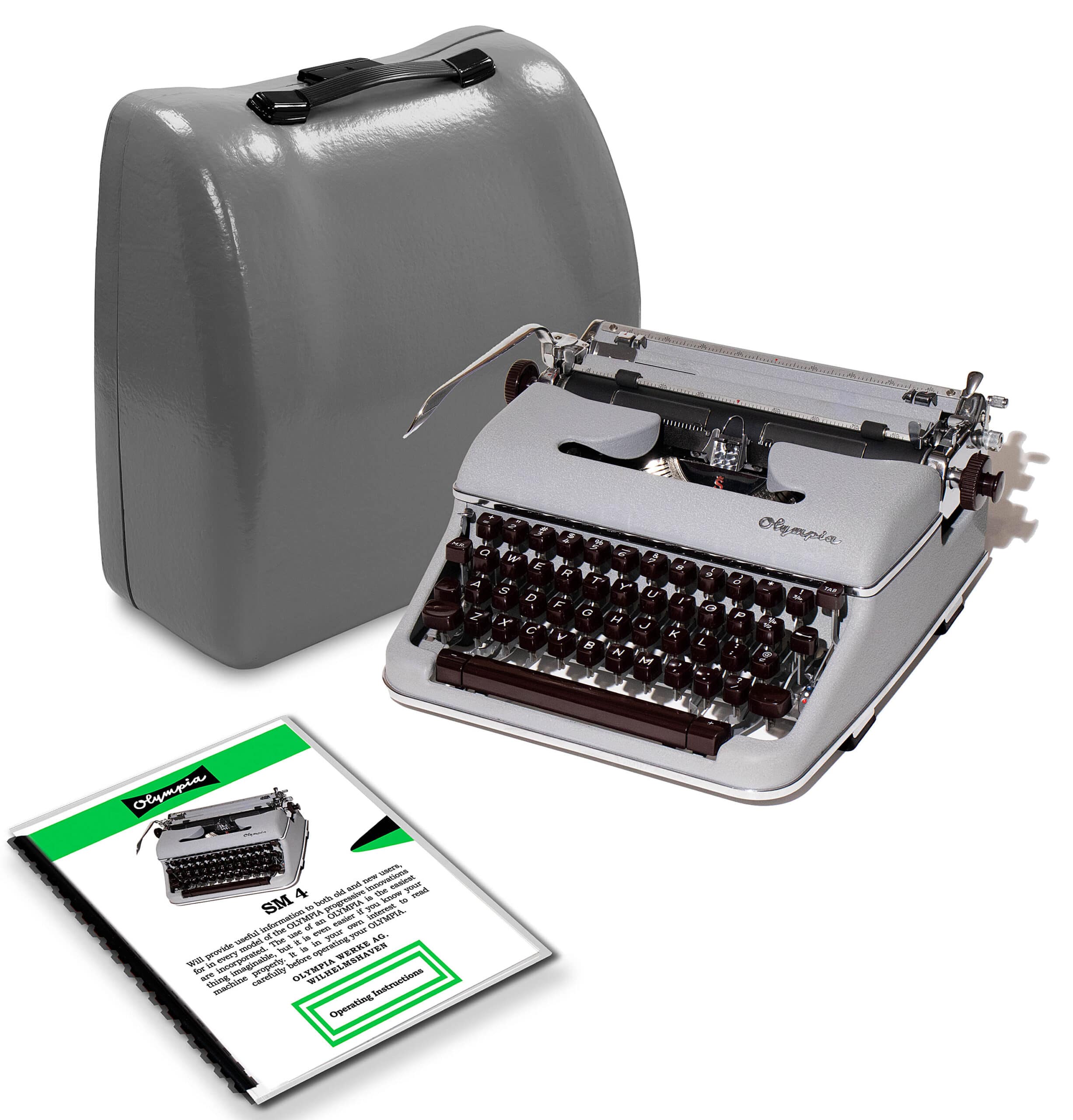 Olympia SM4 Manual Typewriter Gray 1959 Vintage #1499 Professionally Restored (Refurbished) Similar to SM3 De Luxe