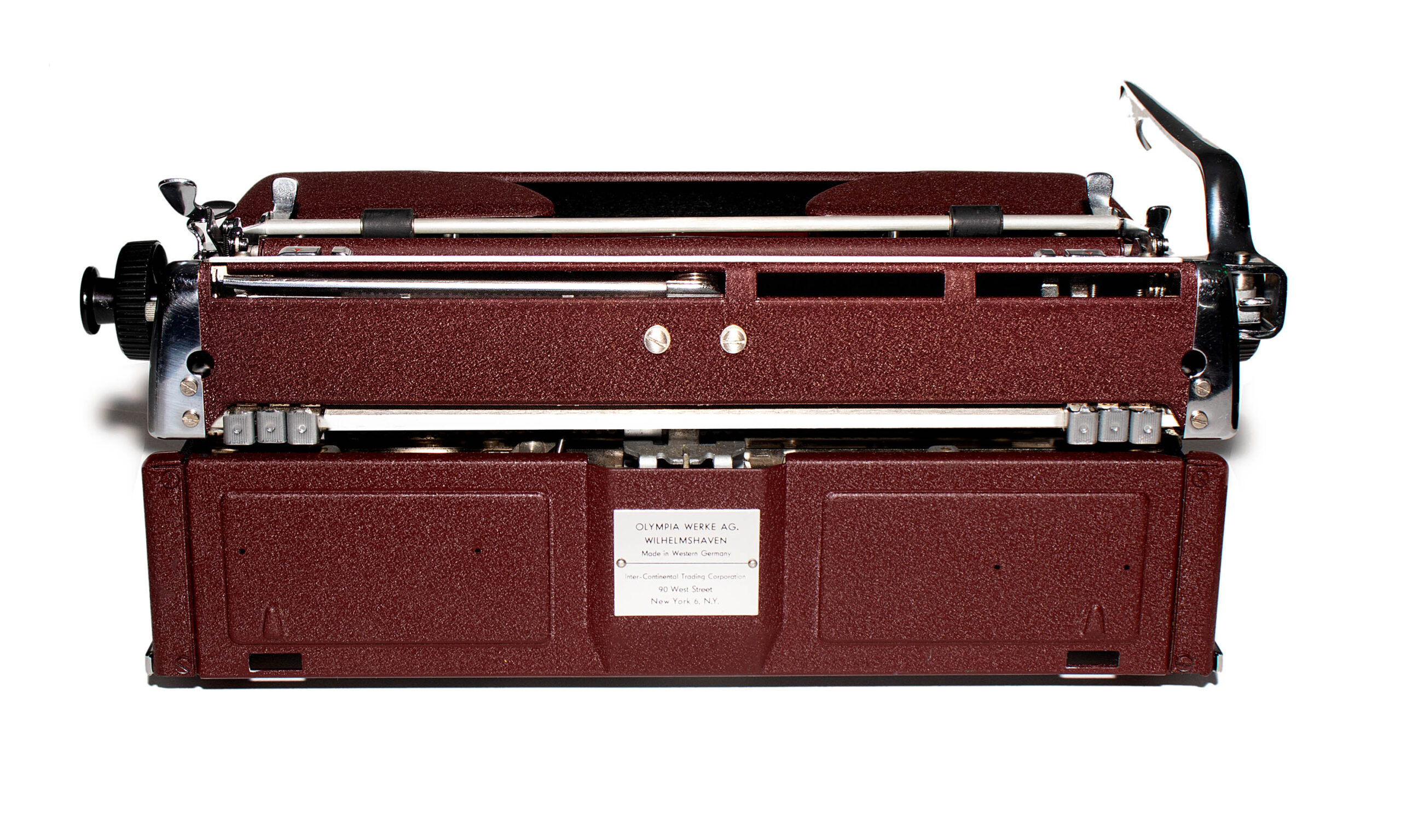 Olympia SM3 De Luxe Manual Typewriter Burgundy/Maroon 1958 Vintage #1507 Professionally Restored (Refurbished) - Image 5