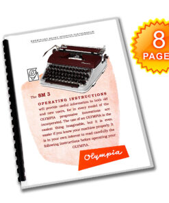 Olympia SM3 De Luxe Burgundy/Gray Typewriter (1953 - 1959) Operating Instructions User Manual