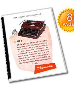 Olympia SM3 De Luxe Burgundy Typewriter (1953 - 1959) Operating Instructions User Manual