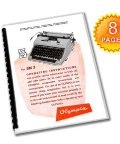 Olympia SM3 De Luxe Gray Typewriter (1953 - 1959) Operating Instructions User Manual