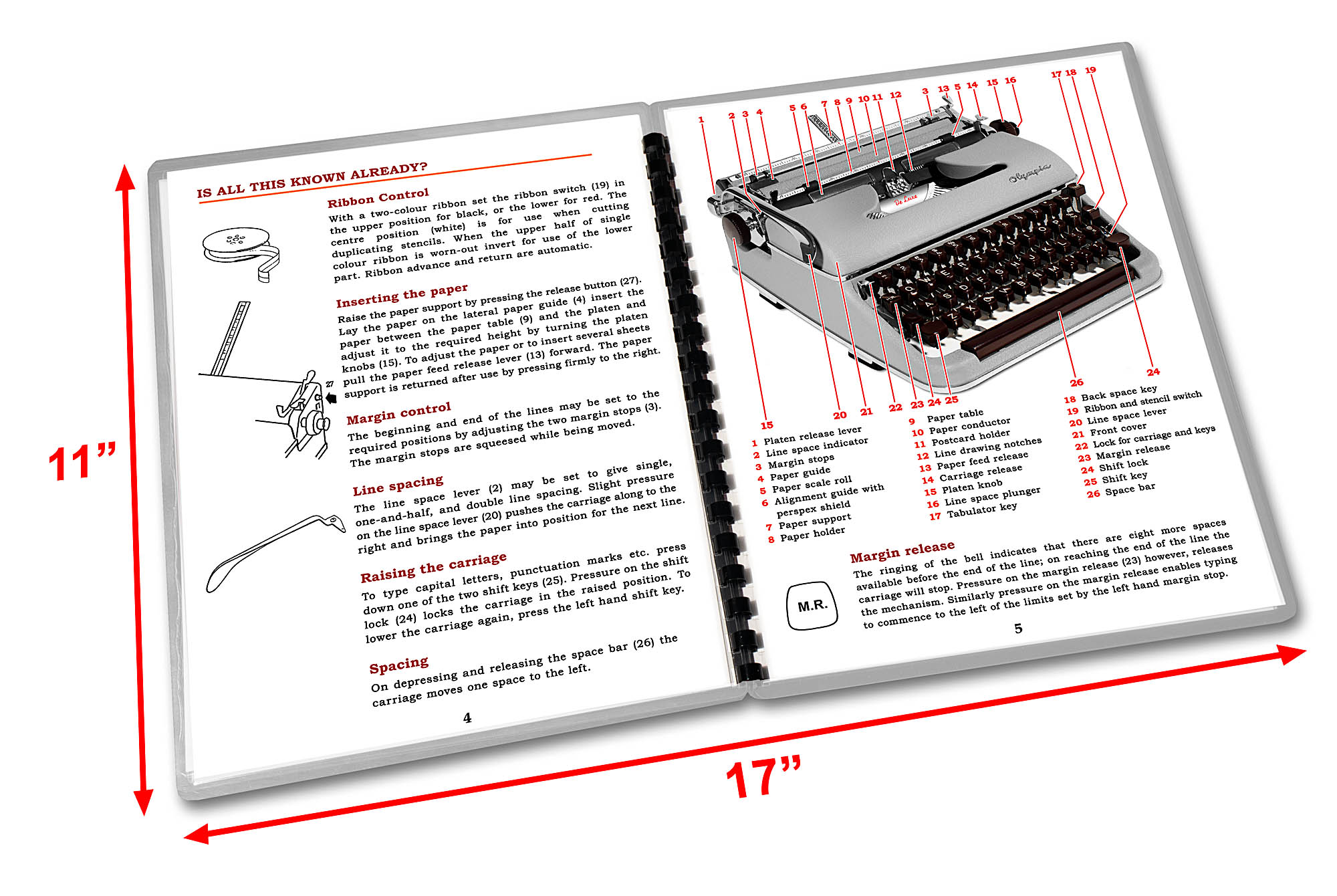 Olympia SM3 De Luxe Gray Typewriter (1953 - 1959) Operating Instructions User Manual - Image 3