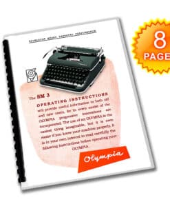 Olympia SM3 De Luxe Green Typewriter (1953 - 1959) Operating Instructions User Manual