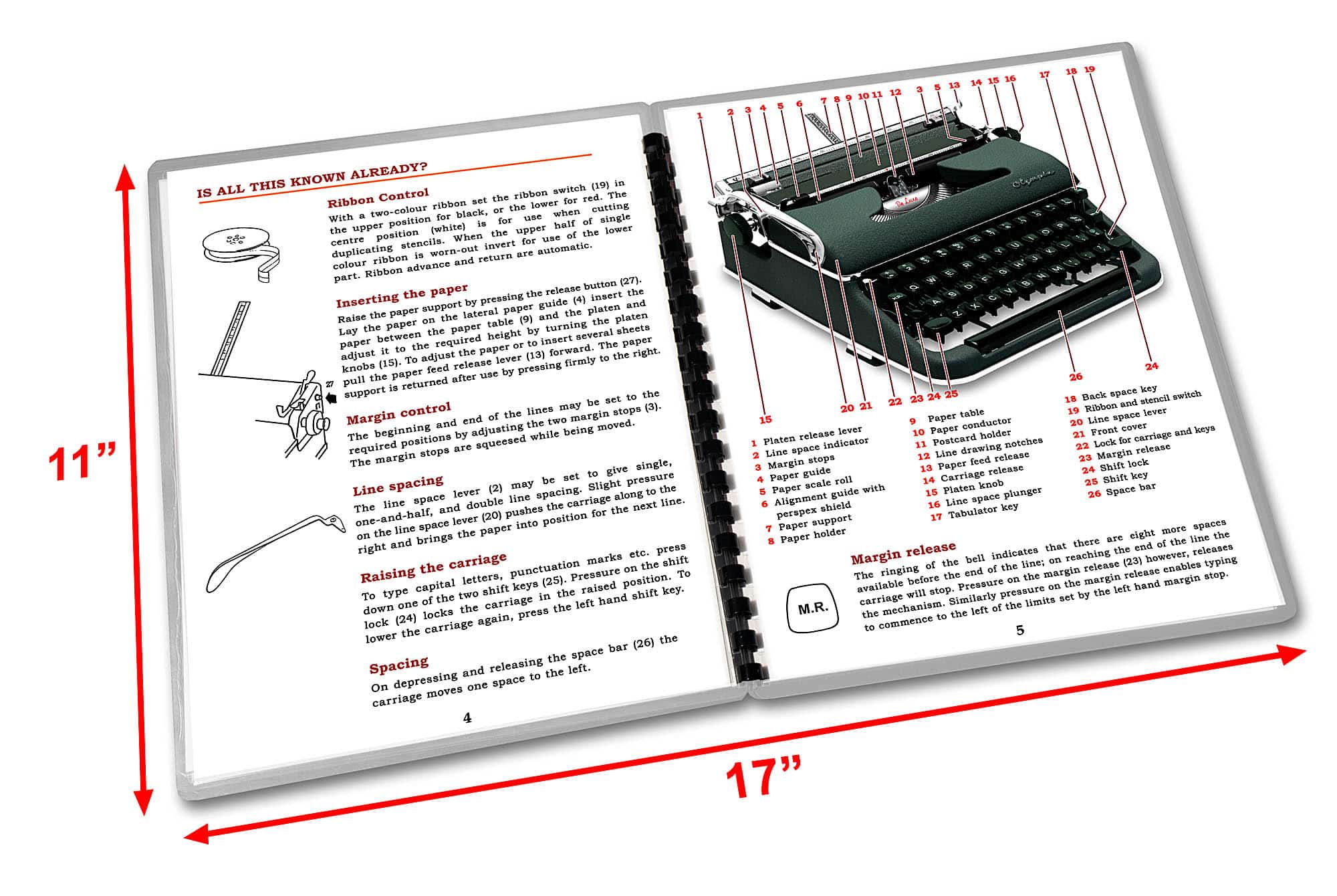 Olympia SM3 De Luxe Green Typewriter (1953 - 1959) Operating Instructions User Manual - Image 3