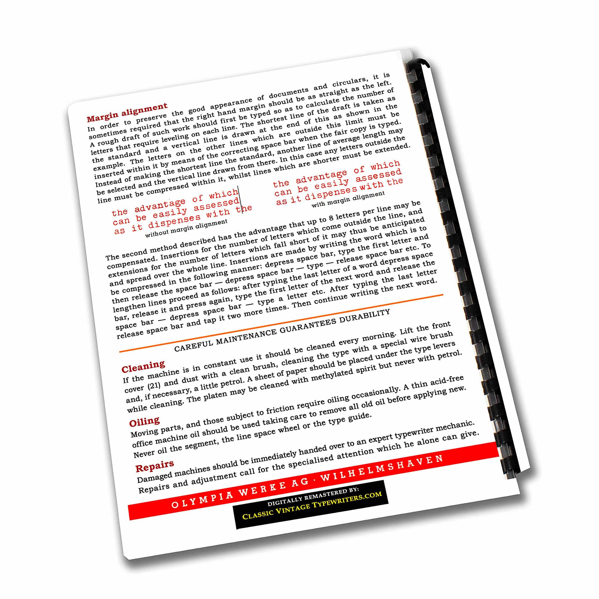 Olympia SM3 De Luxe Green Typewriter (1953 - 1959) Operating Instructions User Manual - Image 5