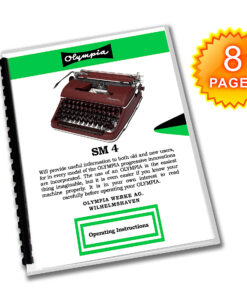 Olympia SM4 Typewriter (1959 - 1961) Burgundy Operating Instructions User Manual
