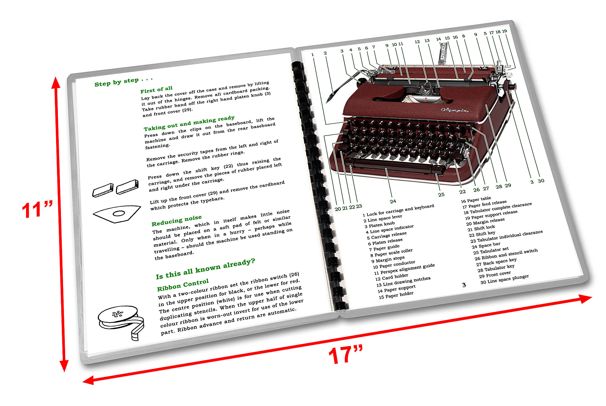 Olympia SM4 Typewriter (1959 - 1961) Burgundy Operating Instructions User Manual - Image 2