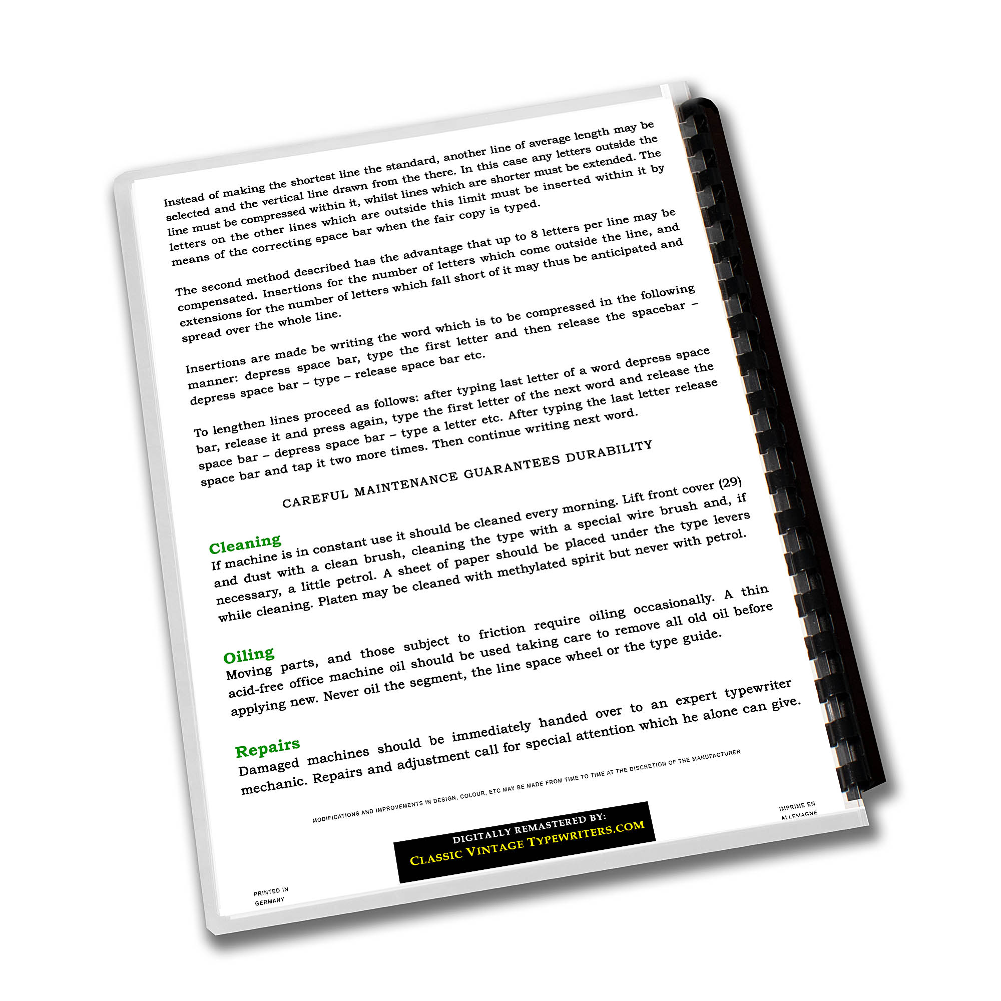 Olympia SM4 Typewriter (1959 - 1961) Burgundy Operating Instructions User Manual - Image 4