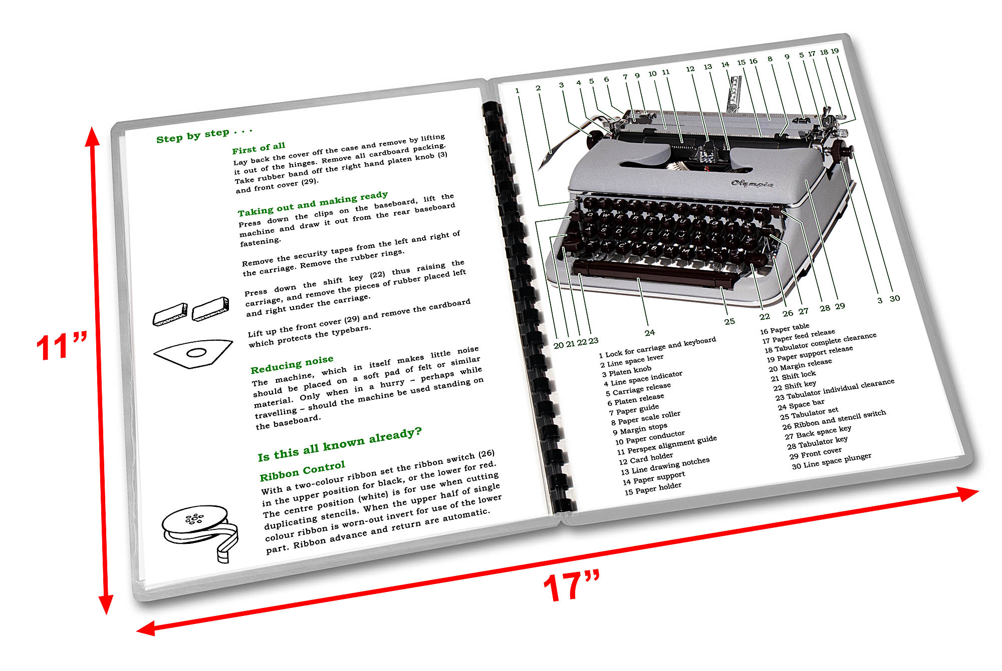 Olympia SM4 Typewriter (1959 - 1961) Gray/Grey Operating Instructions User Manual - Image 2
