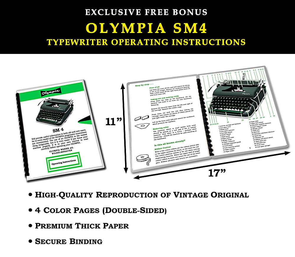Green 1961 Olympia SM4 Manual Typewriter Vintage #1508 Professionally Restored (Refurbished) - Image 8