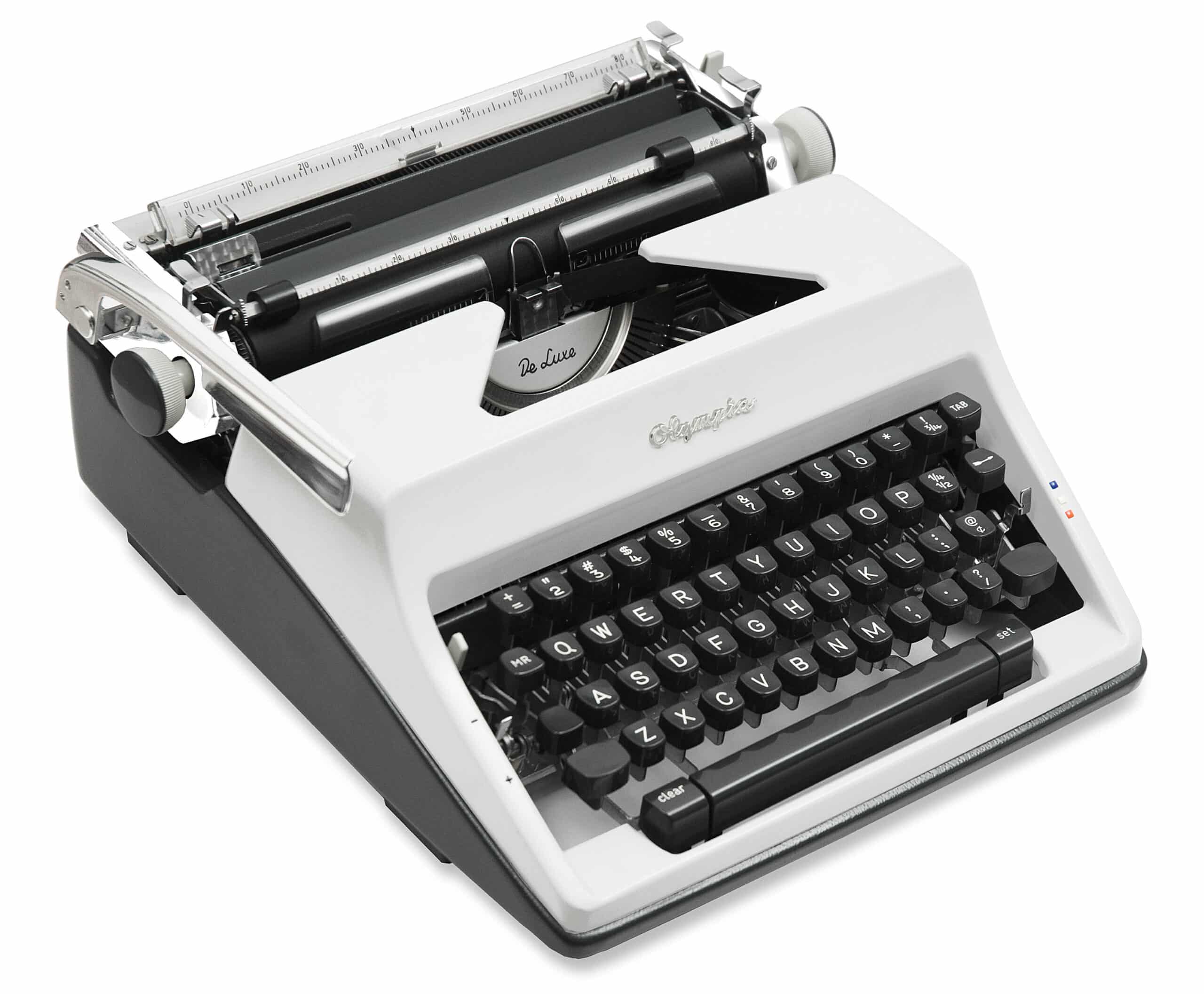 White 1969 Olympia SM9 De Luxe Typewriter Vintage #1509 Professionally Restored (Refurbished) - Image 2