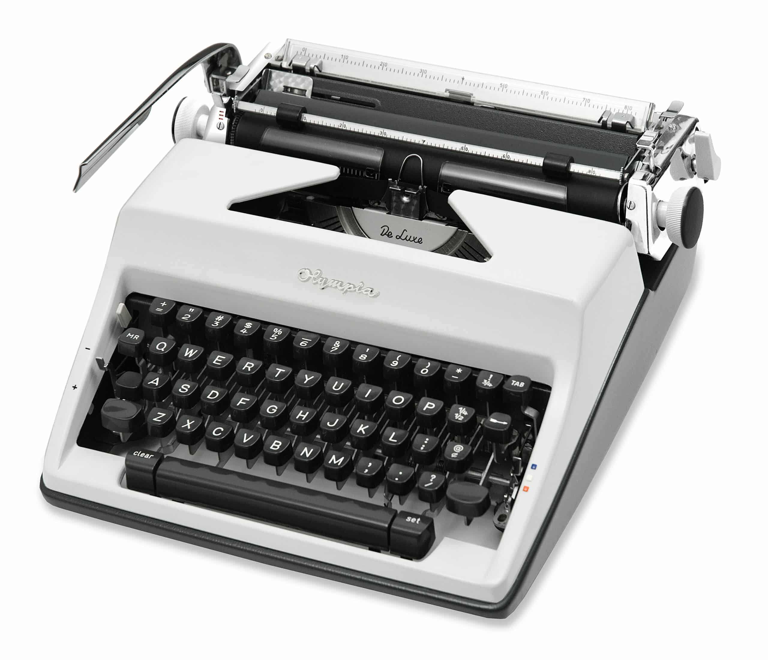 White 1969 Olympia SM9 De Luxe Typewriter Vintage #1509 Professionally Restored (Refurbished) - Image 3