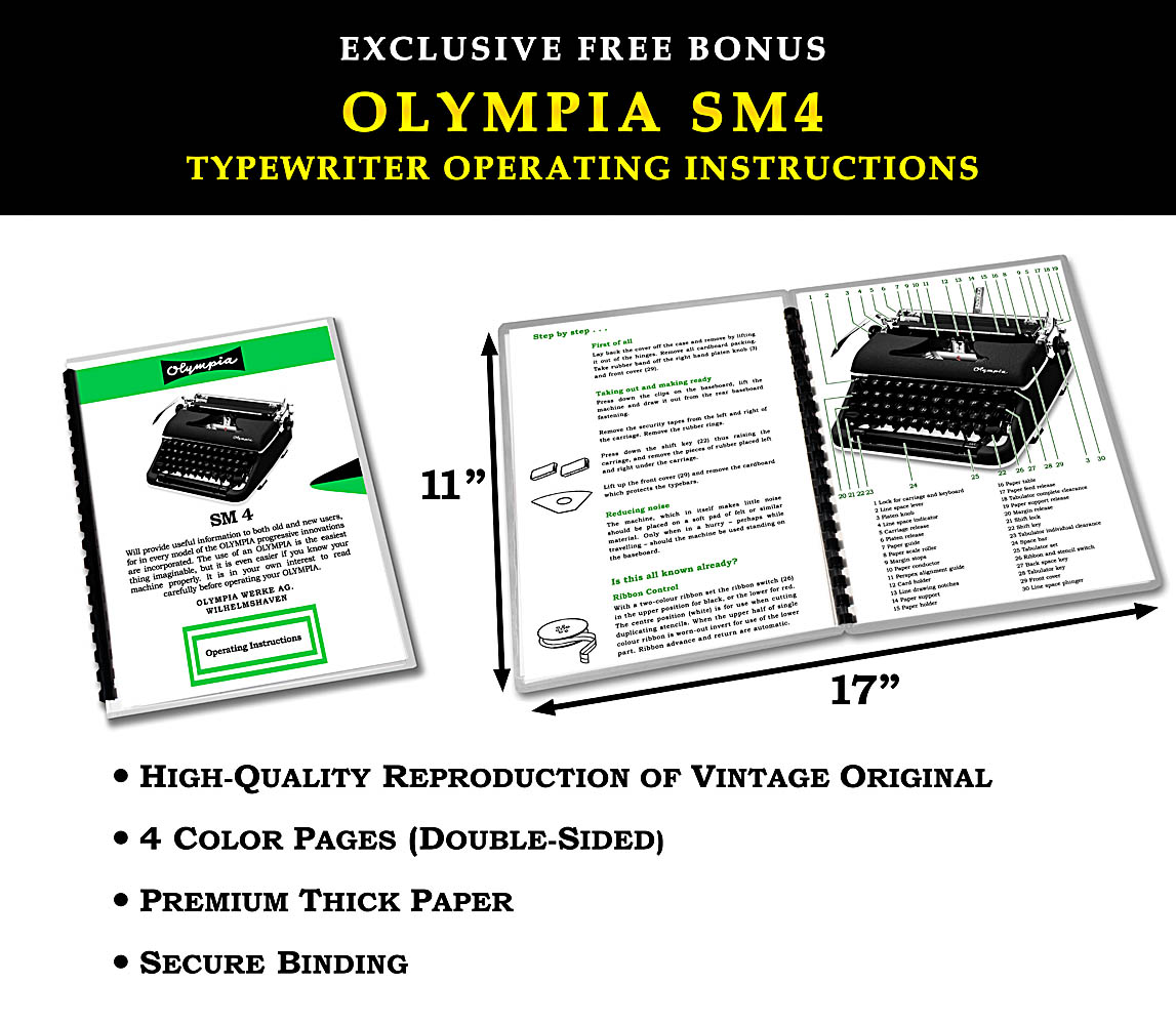 *Rare* Black 1960 Olympia SM4 Manual Typewriter Vintage #1510 Professionally Restored (Refurbished) - Image 8