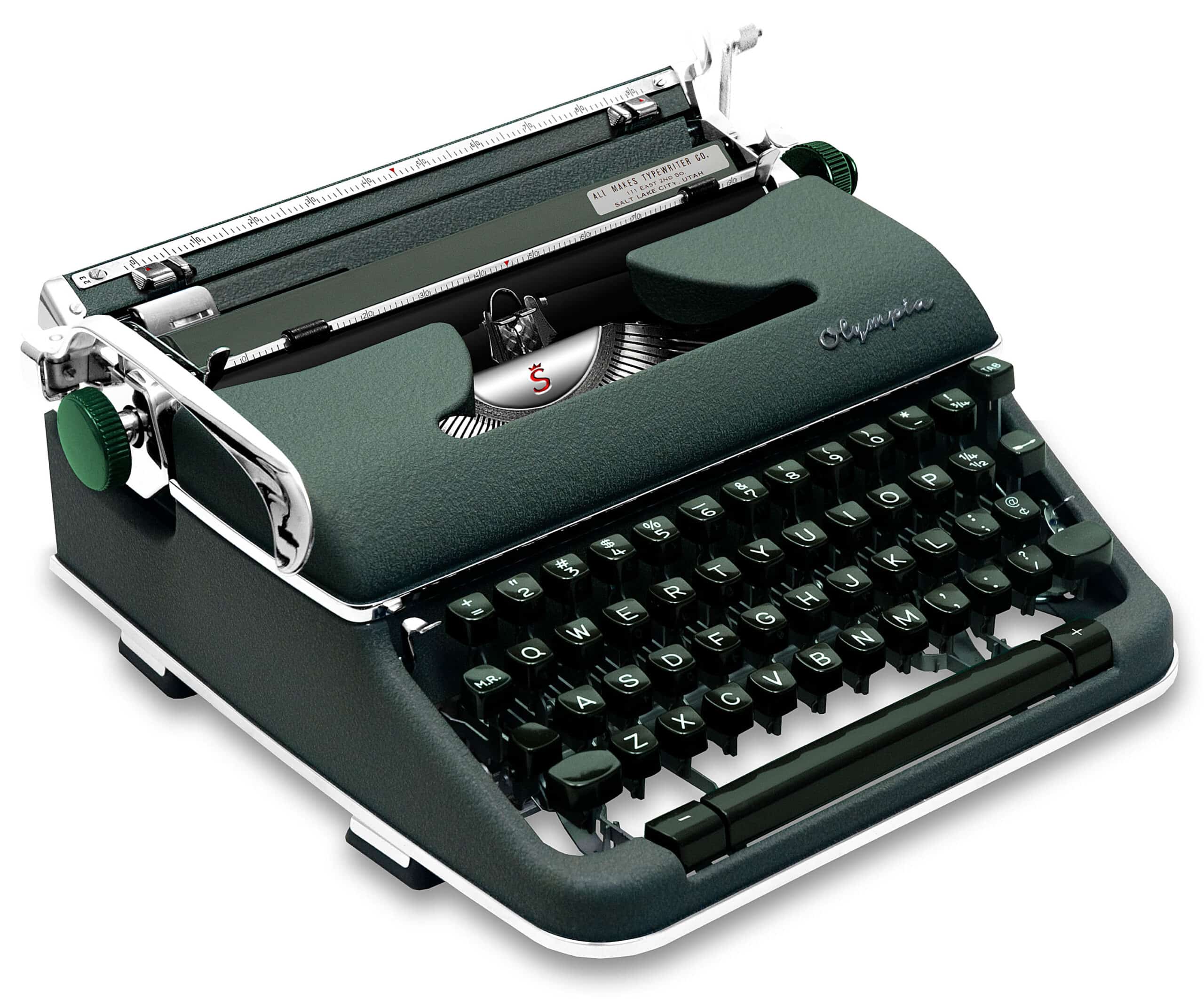 Green 1959 Olympia SM4 Manual Typewriter Vintage Professionally Restored (Refurbished) - Image 2