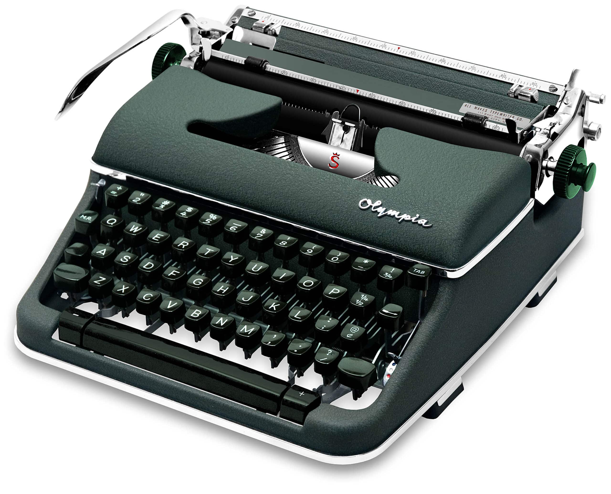 Green 1959 Olympia SM4 Manual Typewriter Vintage Professionally Restored (Refurbished) - Image 3