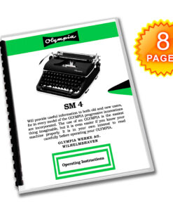 Olympia SM4 Typewriter (1959 - 1961) Black Operating Instructions User Manual
