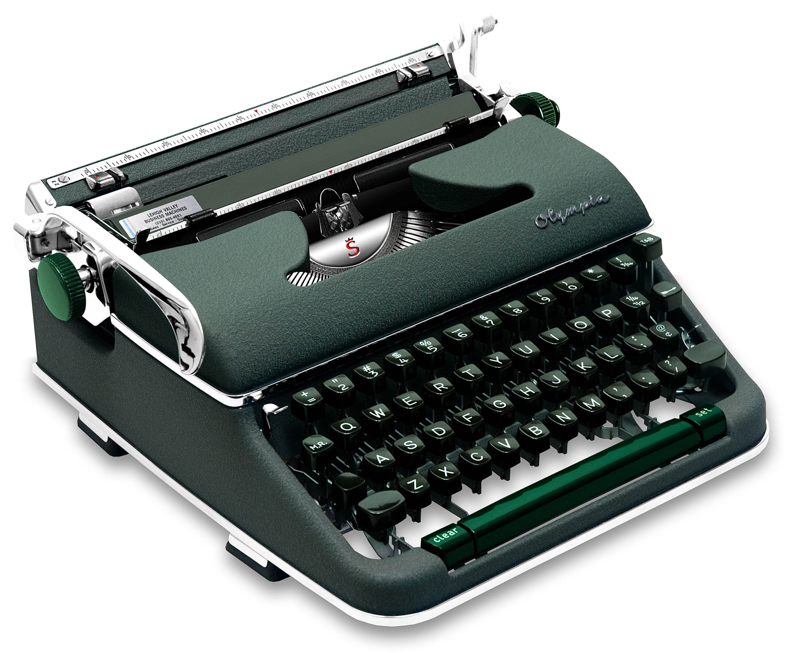 Green 1960 Olympia SM4 Manual Typewriter Vintage Professionally Restored (Refurbished) - Image 2
